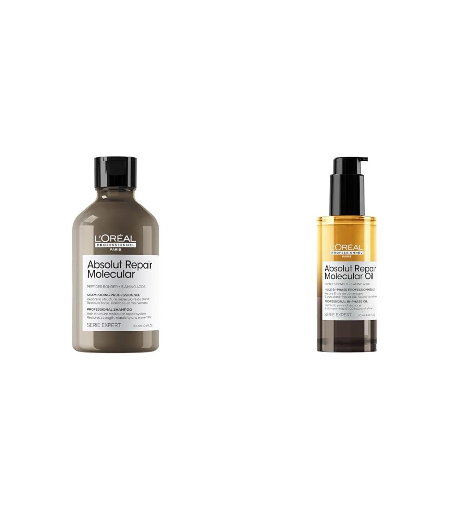 LOr al Professionnel Routine for damaged hair set with Shampoo and BiPhase Hair Oil Restores Molecular Structure of the Hair 100 Hours of Shine 3 Days Frizz Control Absolut Repair Molecular - Buy Online on GoSupps.com