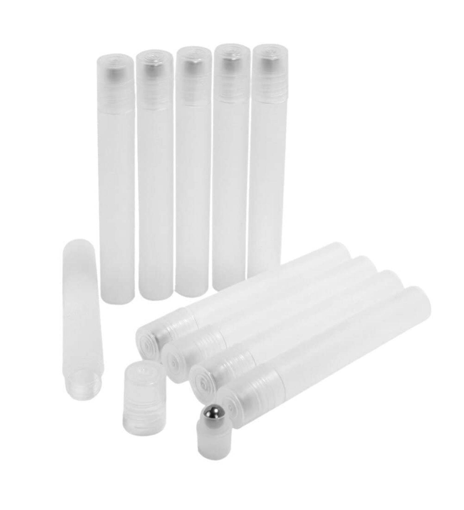 Healifty 10pcs 10ml Glass Essential Oil Roller Bottles - Stainless Steel Balls & Wooden Lids | Perfect for Essential Oils - International Shipping Available - Buy Online on GoSupps.com