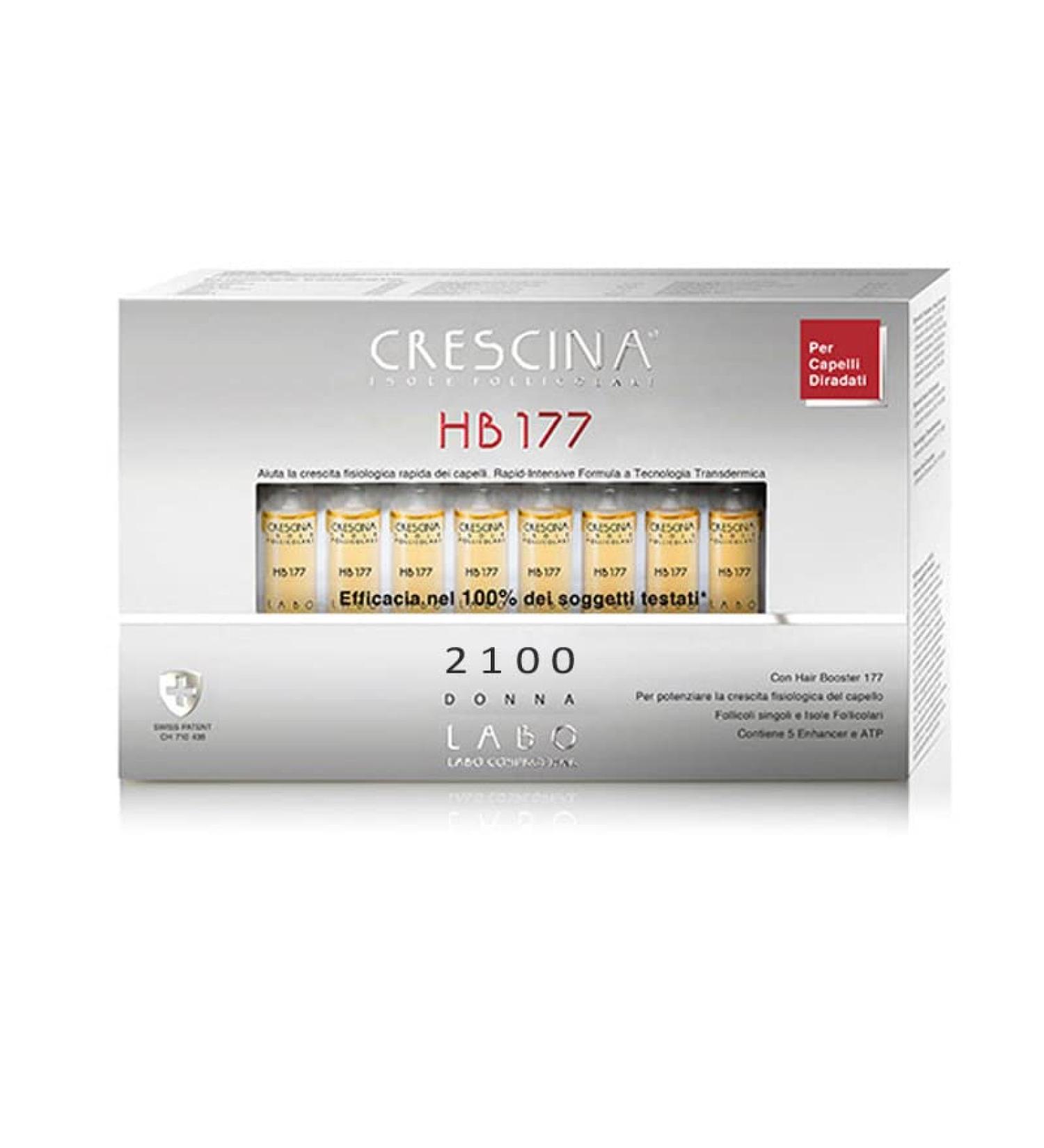 Crescina Transdermic Follicular Islands HB 177 Hair Booster Treatment for Hair Regrowth 2100 Woman 20 vials