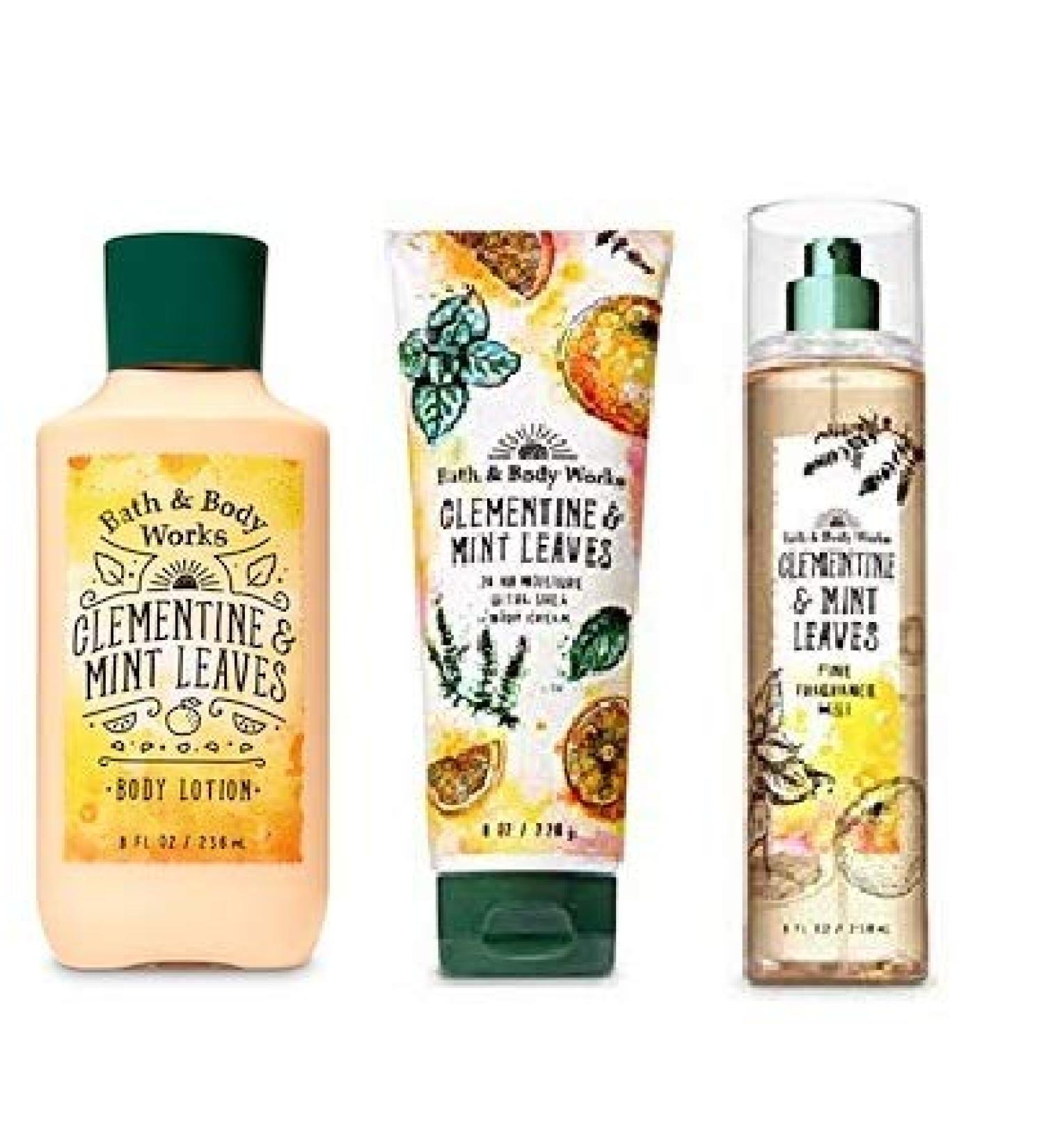 Bath and Body Works Clementine & Mint Leaves Gift Set - Body Lotion, Fragrance Mist & Shea Cream - Buy Online on GoSupps.com