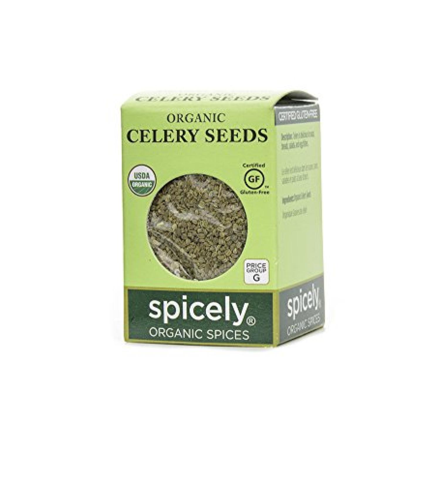 Spicely Organic Celery Seeds - Gluten Free Whole 0.35 oz ecoBox (Pack of 1) - Buy Online on GoSupps.com