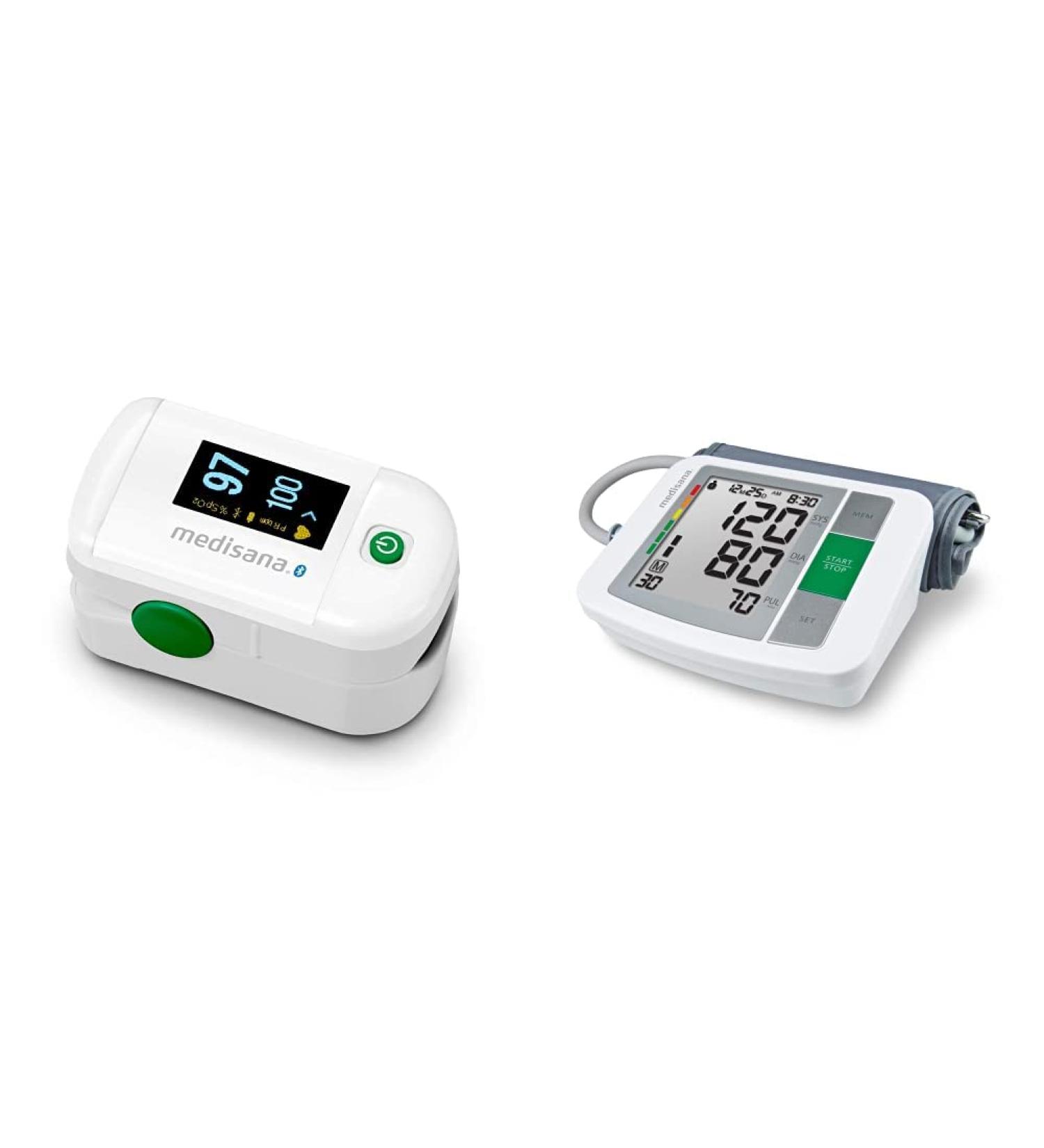 Medisana PM 100 Connect Pulse Oximeter & BU 510 Blood Pressure Meter - Accurate Oxygen Saturation & Easy One-Touch Operation - International Shipping Available - Buy Online on GoSupps.com