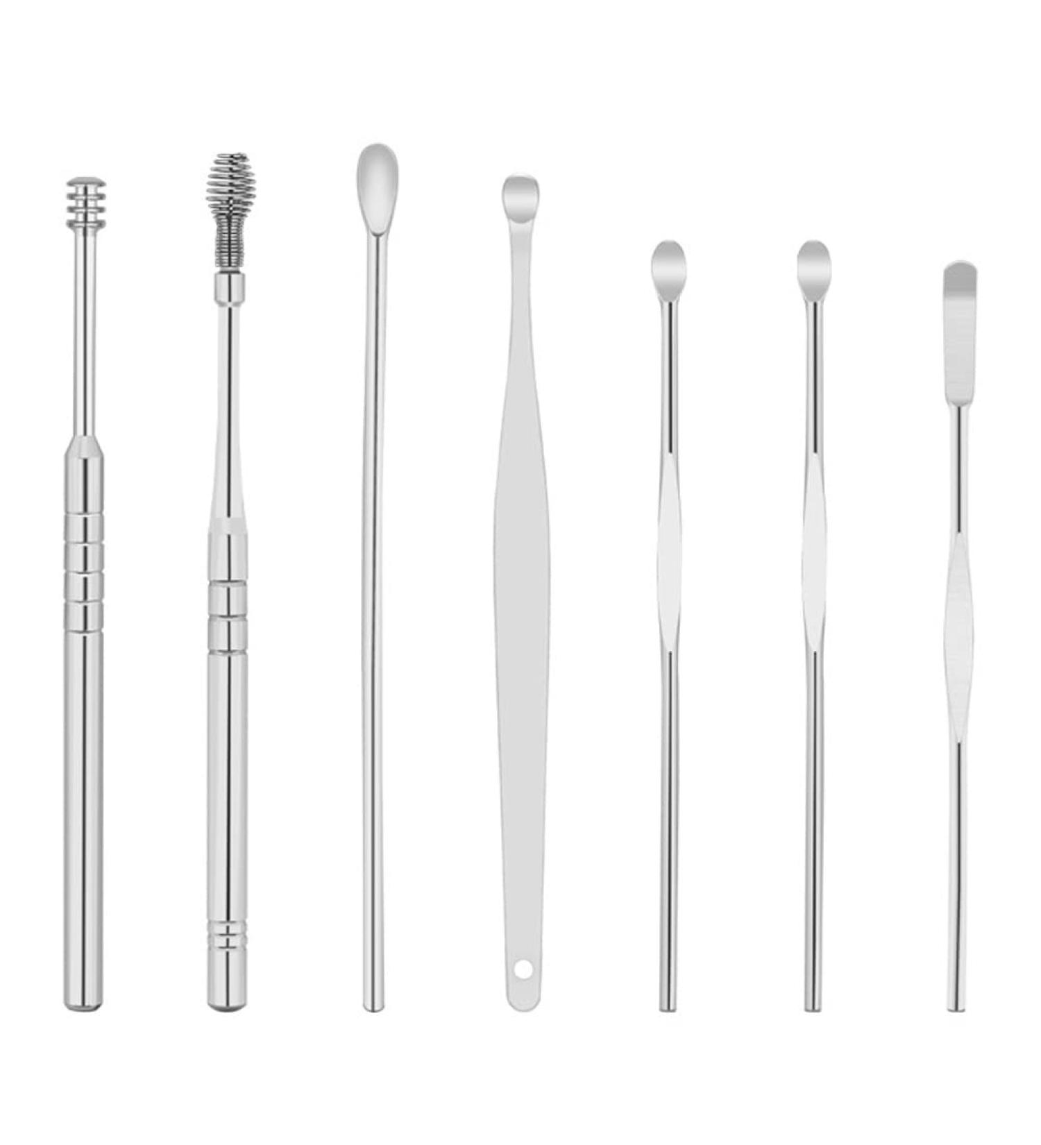 Luyila 7Pcs Stainless Ear Wax Removal Set - Ear Cleaner Wax Removal Tool Kit for Earwax Removal - Silver Color - Buy Online on GoSupps.com