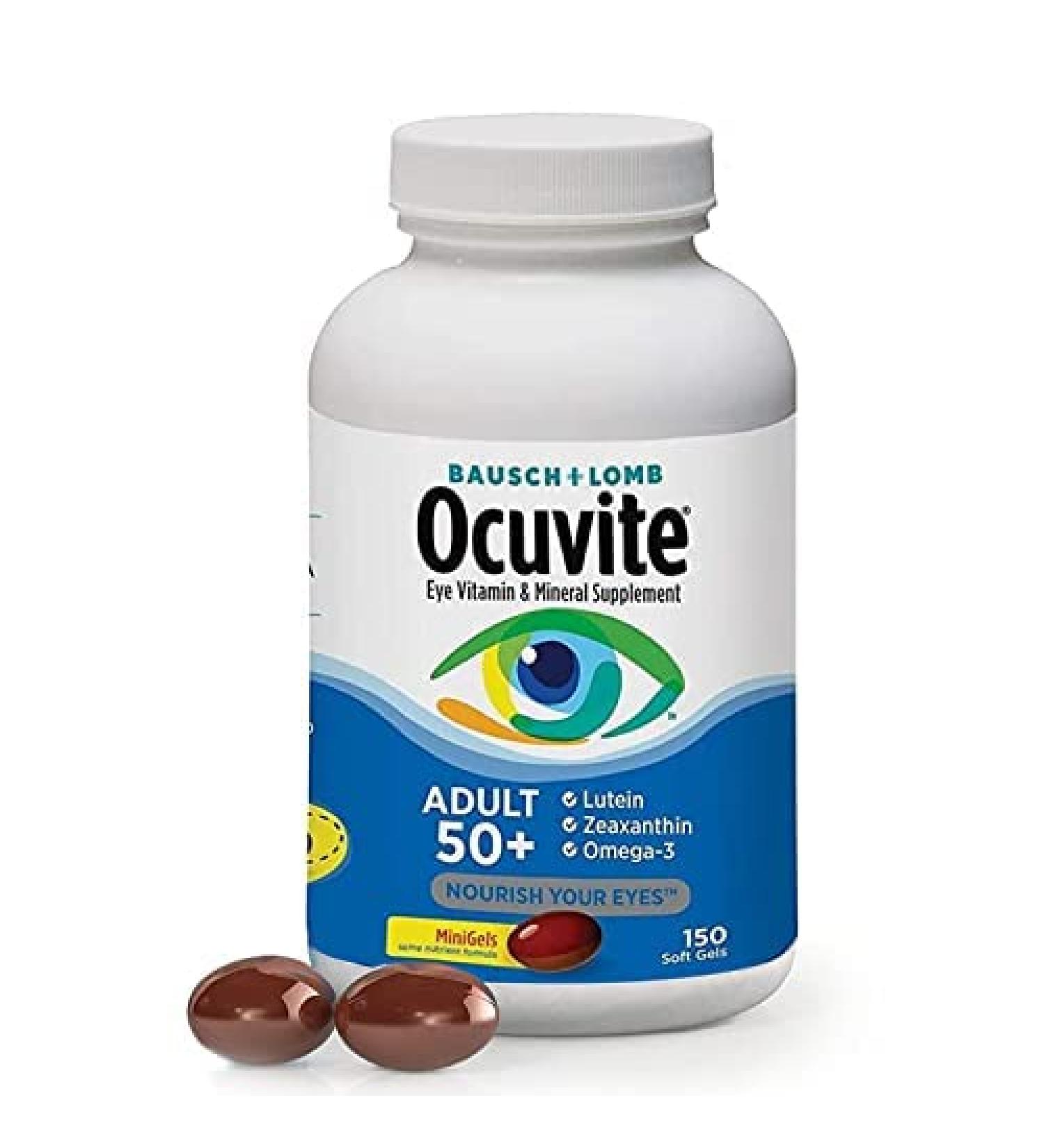 Adult 50+ Vitamin & Mineral Supplement with Lutein Zeaxanthin and Omega-3 Soft Gels (150 Count) (1Pack)