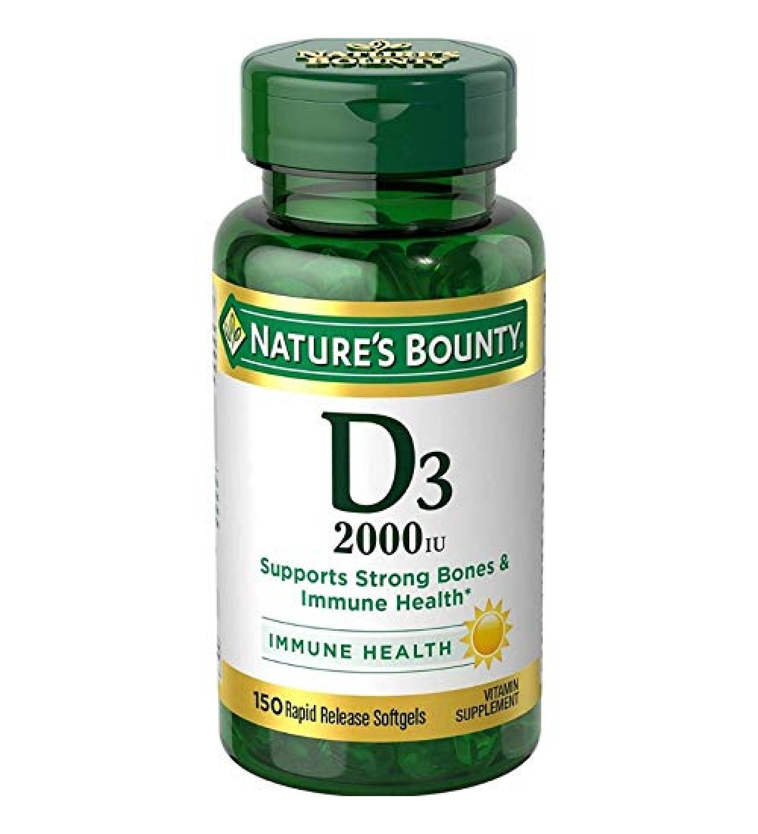 Nature's Bounty Vitamin D3 2000 IU Softgels 150 ea 150 Count (Pack of 1)