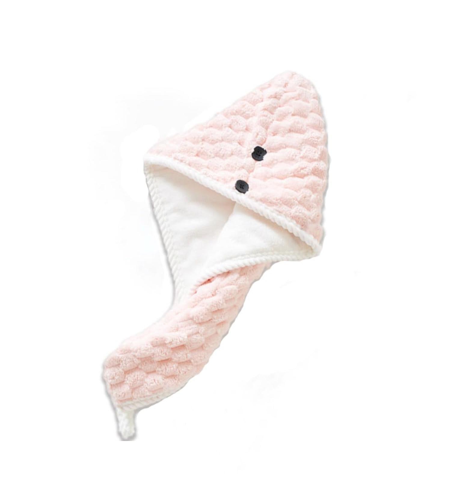 Coral Velvet Double Layered Thickened Dry Hair Cap - Fast Moisture Absorption Perfect for All Hair Types (Pink - Buy Online on GoSupps.com