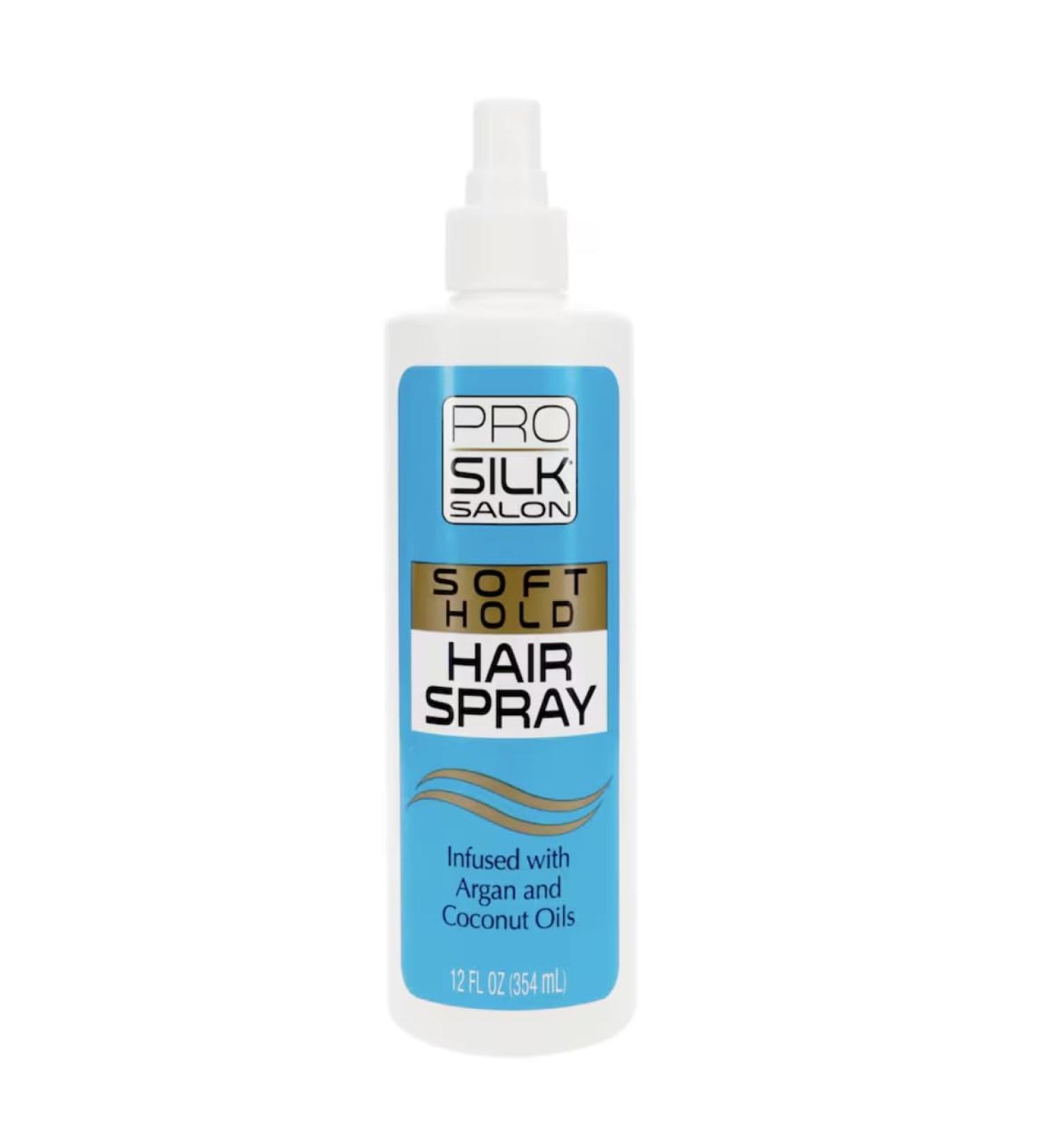Pro Silk Salon Soft Hold Hair Spray 12 fl oz with Argan and Coconut Oils