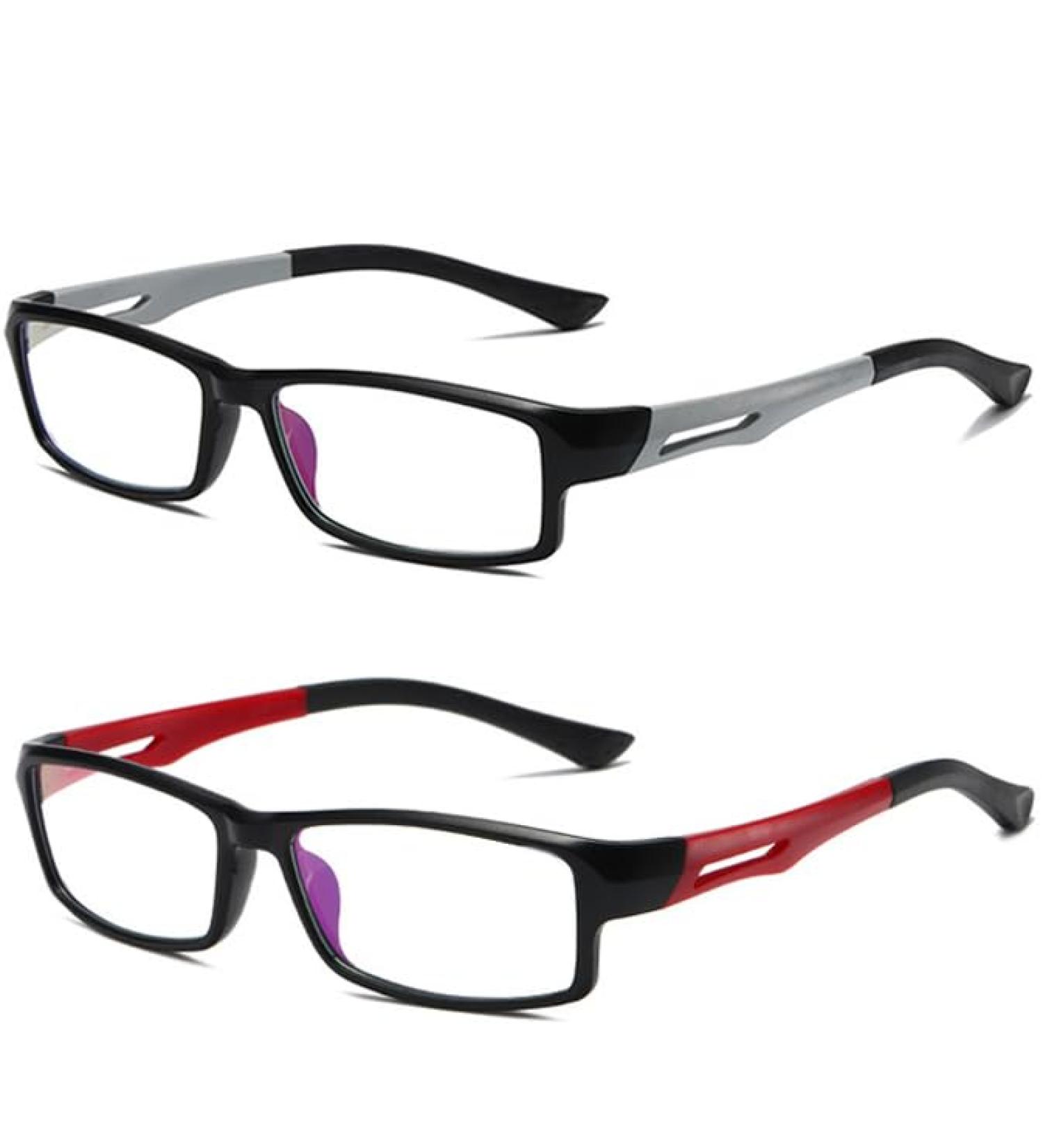 Eyglajdd TR90 Reading Glasses for Men & Women - 2 Pack Blue Light Blocking Glasses - Stylish Gray-Red 2.0x - Buy Online on GoSupps.com