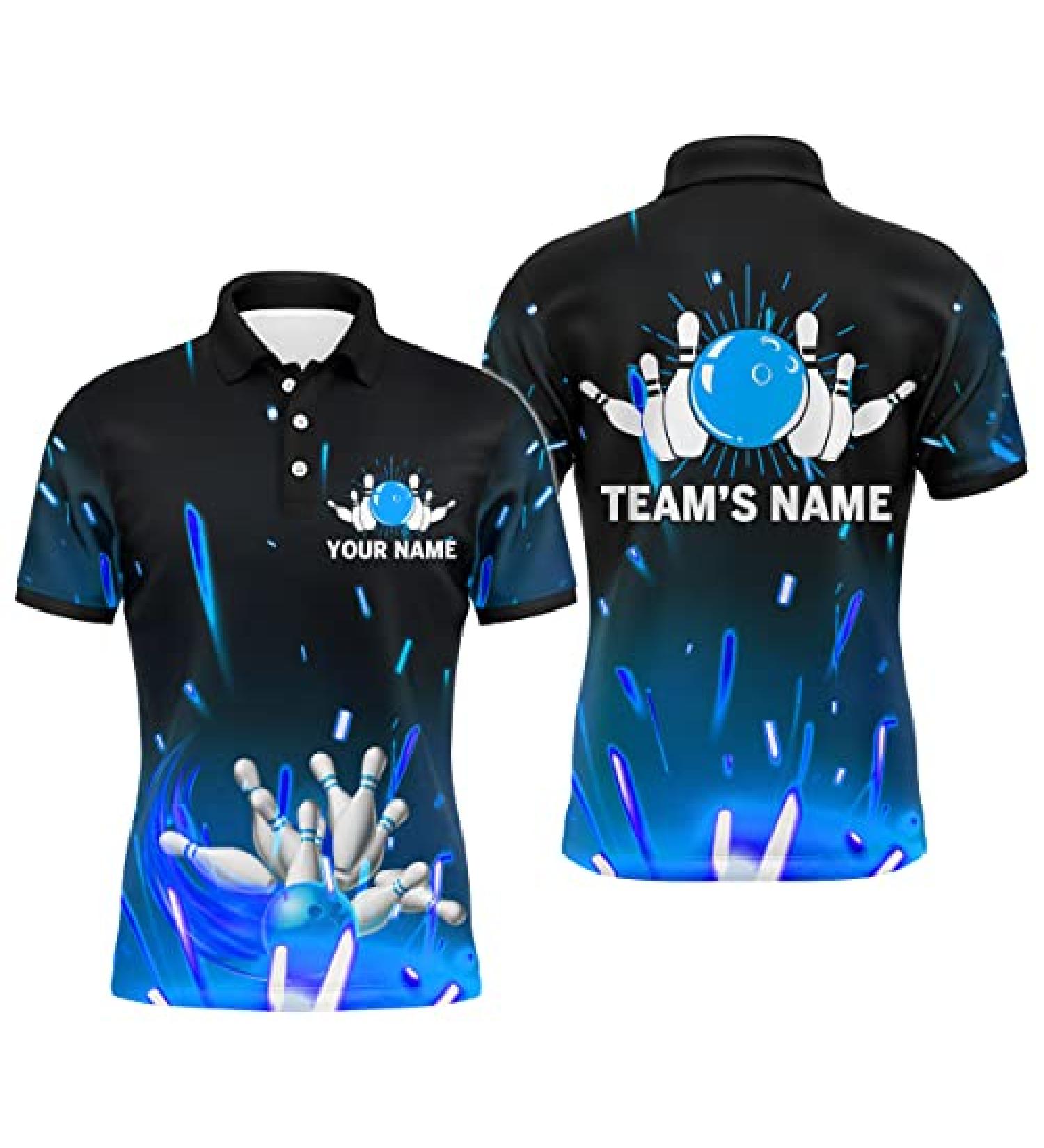 Customized Blue Flame Bowling Shirt for Men & Women - NBP46 | Personalized Team Jersey with Polo & Quarter-Zip Design - Buy Online on GoSupps.com