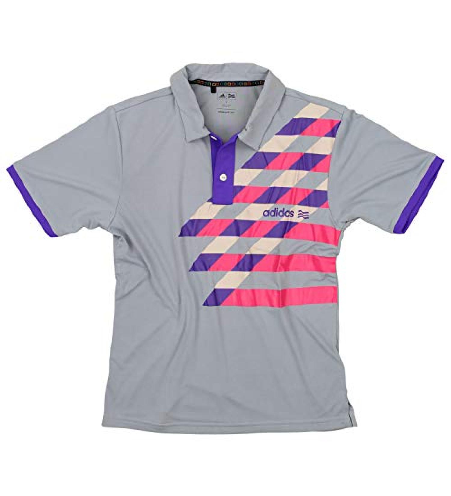 adidas Youth Front Pocket Graphic Print Polo Shirt Small Zone/Purple/Bright Pink/Ecru