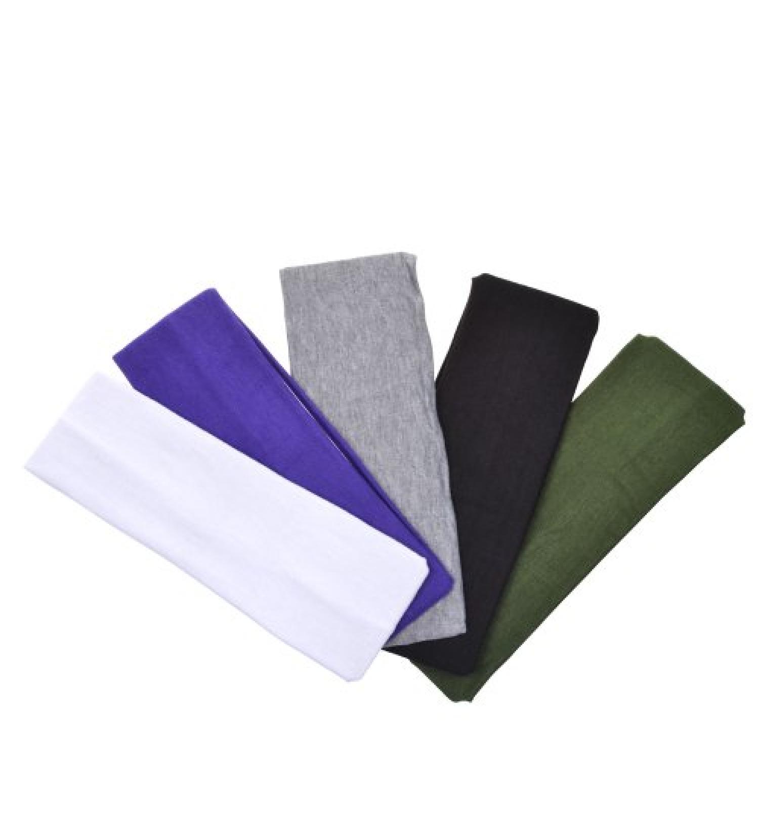 Cosmos Stretchy Cotton Yoga Sport Headband 5 Pack - Assorted Dark Colors - Buy Online on GoSupps.com