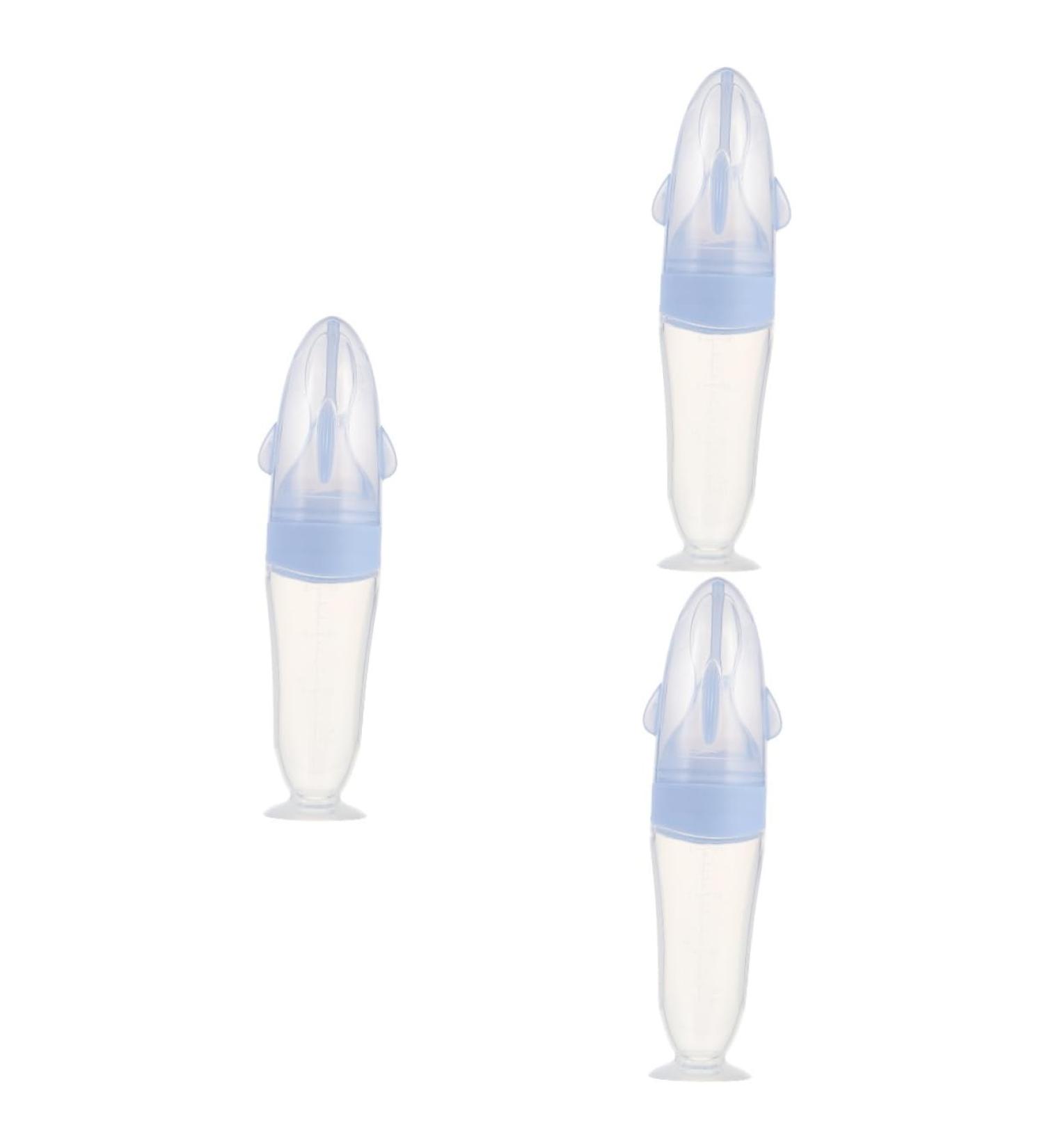 Safigle 3 Pack Silicone Squeeze Muesli Rice Cereal Feeders | Baby Grain Feeder | Durable Feeding Bottles for Infants | 21x5x5cm | Blue - Buy Online on GoSupps.com