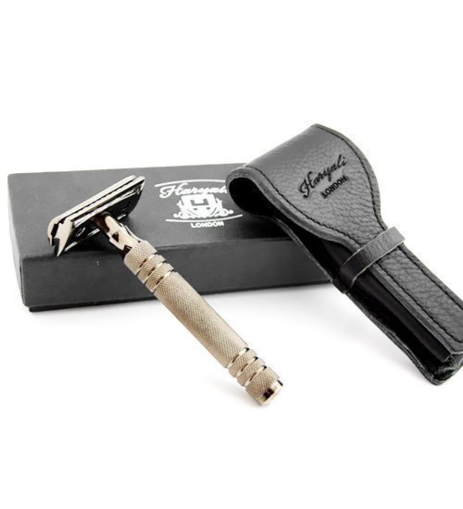 (DE Safety Razor) stunning Shaving Razor with Cow Leather Case.