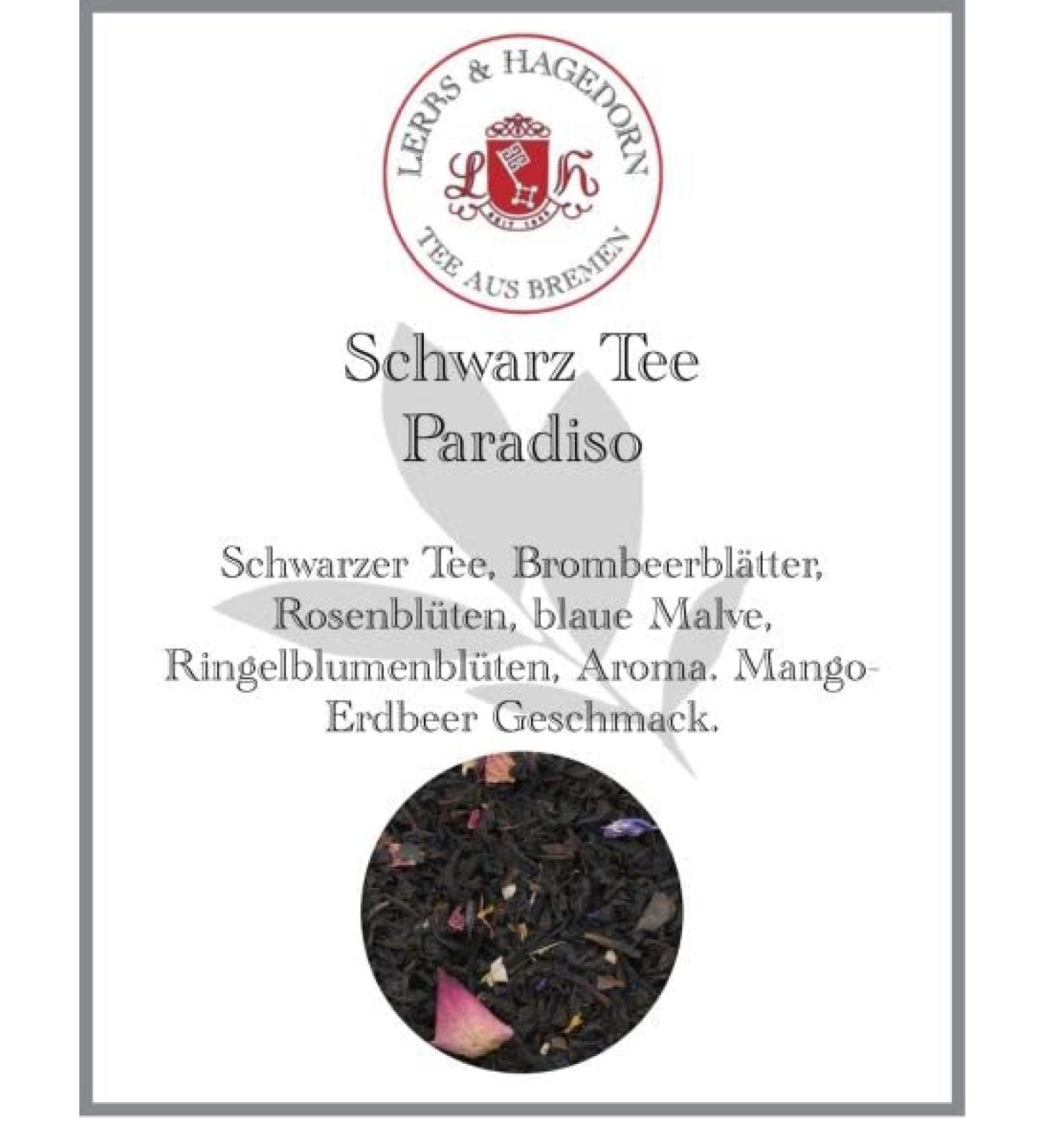  Lerbs & Hagedorn Lerbs & Hagedorn Paradiso Black Tea | Strawberry Mango Flavor 250 g (approx. 20 liters) blackberry leaves rose petals blue mallow - Buy Online on GoSupps.com