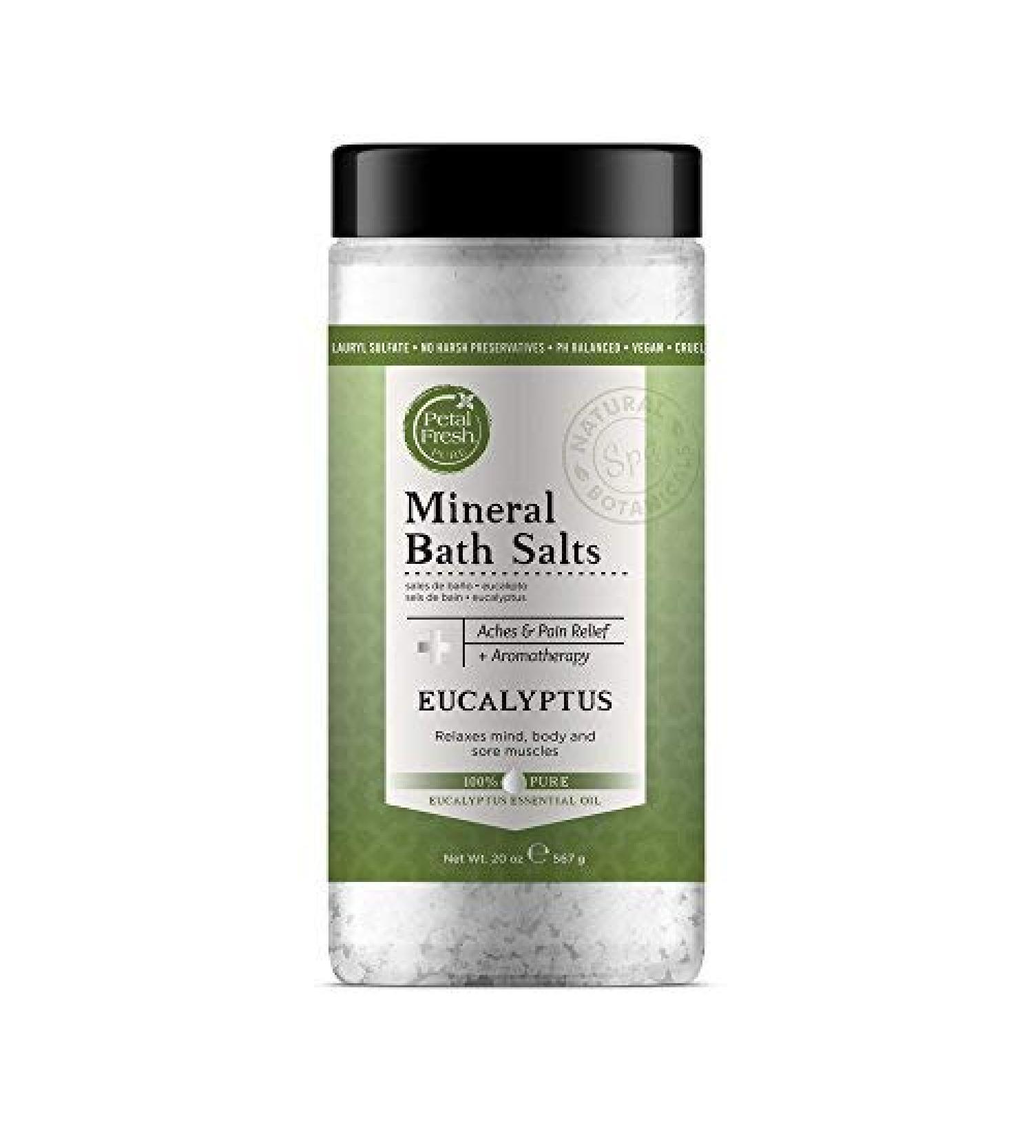 Petal Fresh Pure (Eucalyptus) Mineral Bath Salts - Aromatherapy Helps Relax Mind Body & Sore Muscles pH Balanced & Vegan 20 oz Eucalyptus 20 Fluid Ounce (Pack of 6)