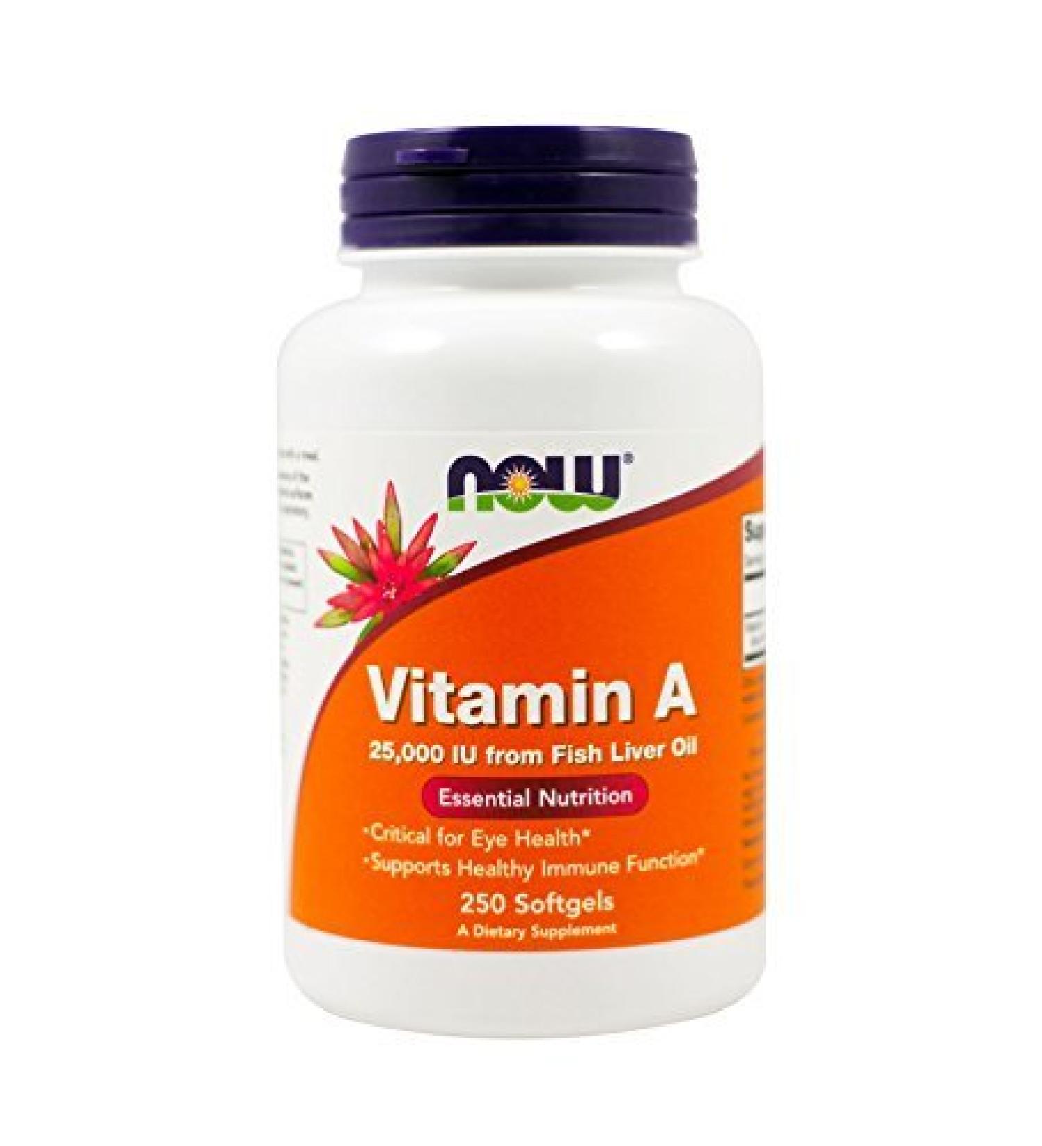 Now Foods Vitamin A 25000 IU Softgels from Fish Liver Oil - 500 Total Softgels - Buy Online on GoSupps.com