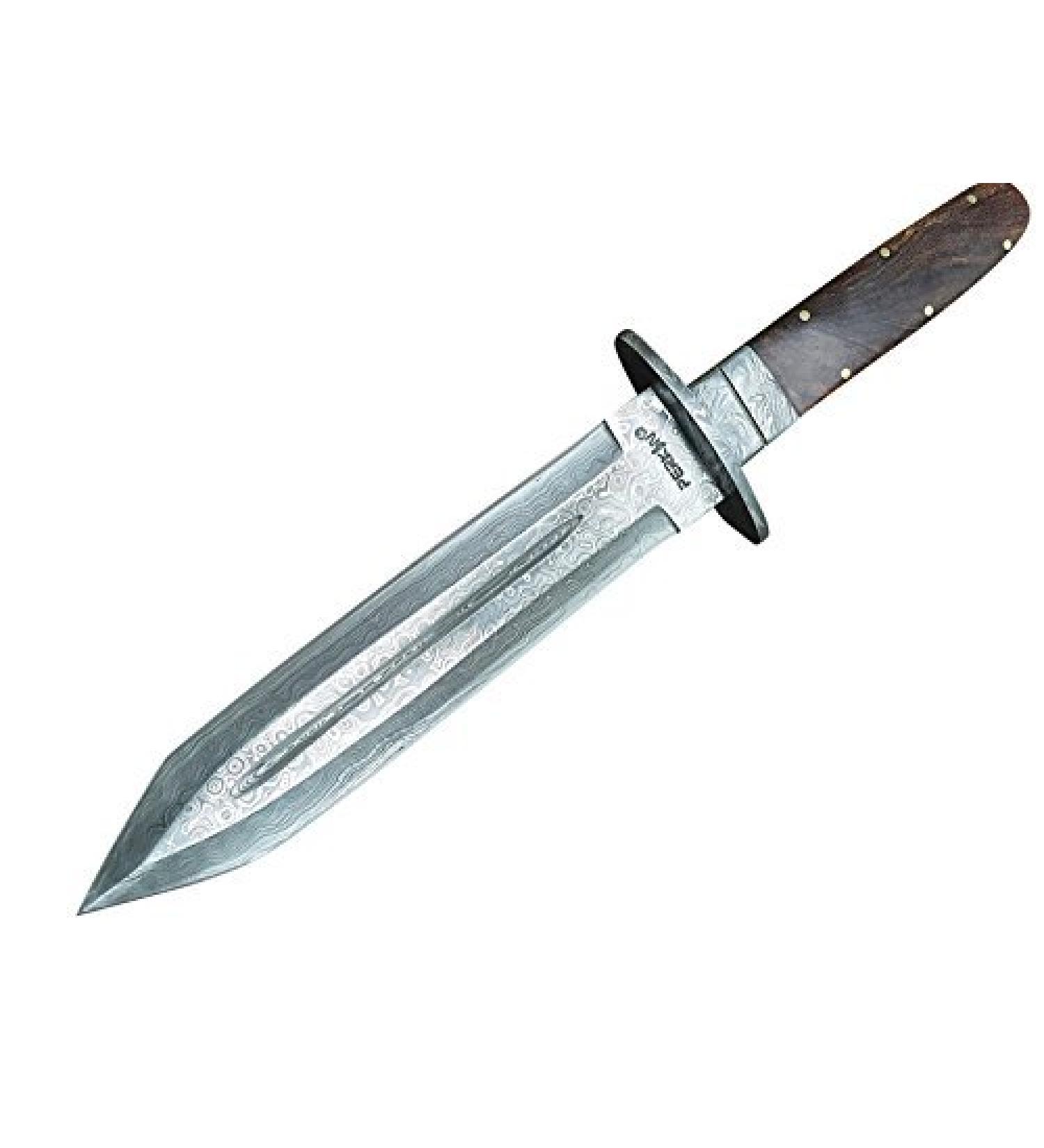 Perkin Damascus Hunting Knife Fixed Blade With Sheath Damascus Steel Full Tang