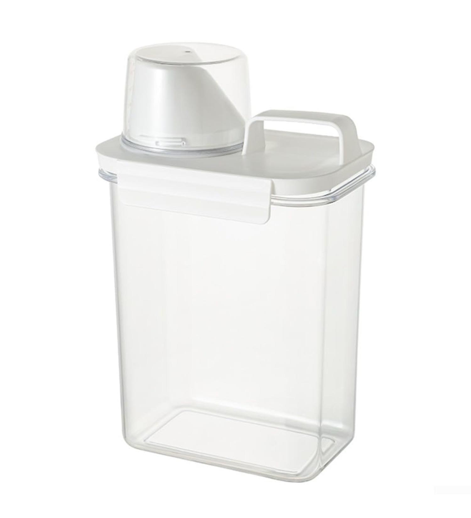 Airtight Detergent Dispenser With Measuring Cup Washing Powder Dispenser Storage Bucket Detergent Box Home Bathroom Laundry Detergent Organiser 1800ML - Buy Online on GoSupps.com