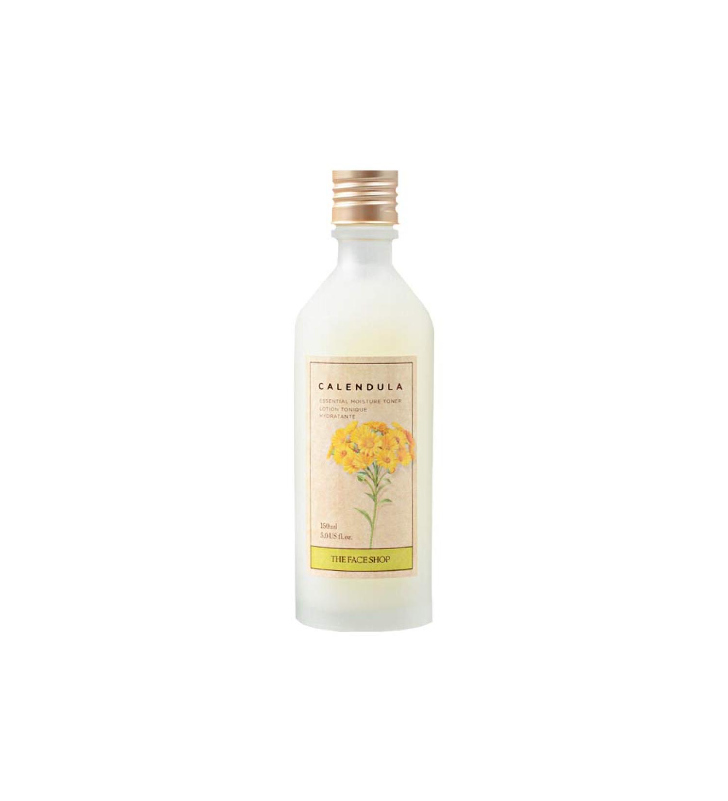 The Face Shop Calendula Essential Moisture toner | Mild Moisturizing & Soothing toner for Sensitive Skin Comfort & Skin Impurities Removal | Daily Skincare with Moisturizing & Soothing 5.0 Fl Oz