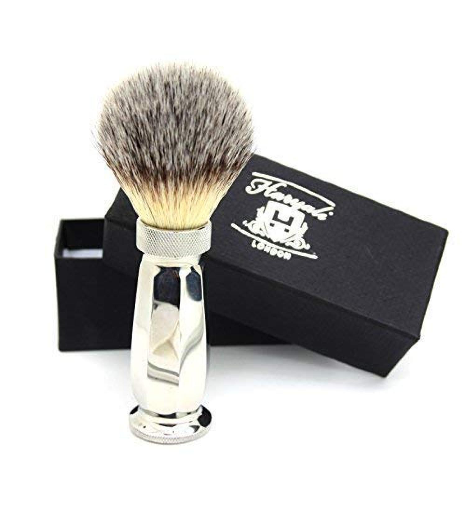 Buy Synthetic Hair Shaving Brush with Stainless Steel Handle - Perfect Gift in Classic Box - Buy Online on GoSupps.com