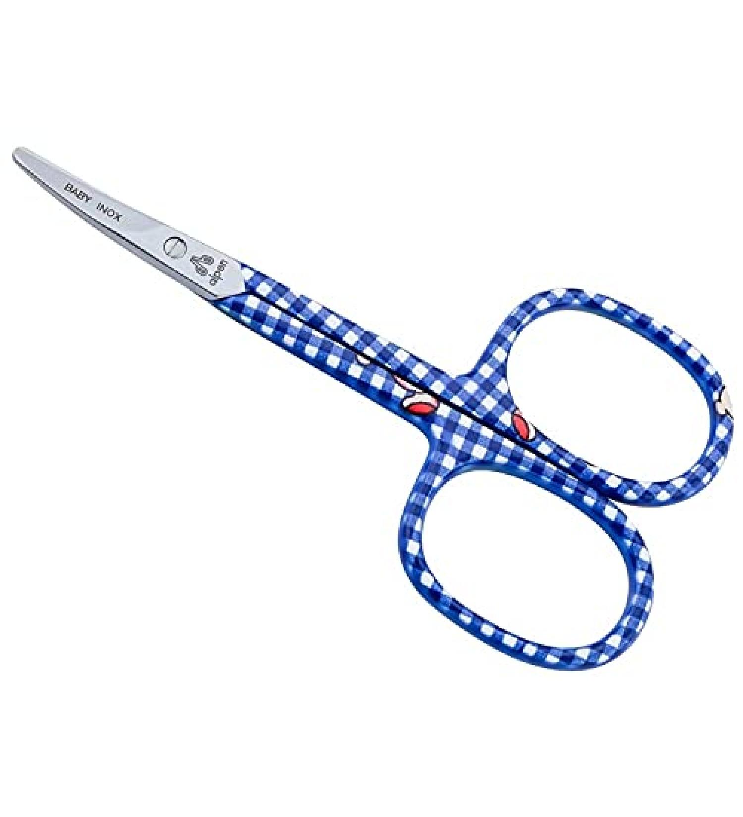 Alpen Baby Nail Scissors Rounded Steel AISI 420 Stainless Steel Curved 9.0 cm Blue Pattern