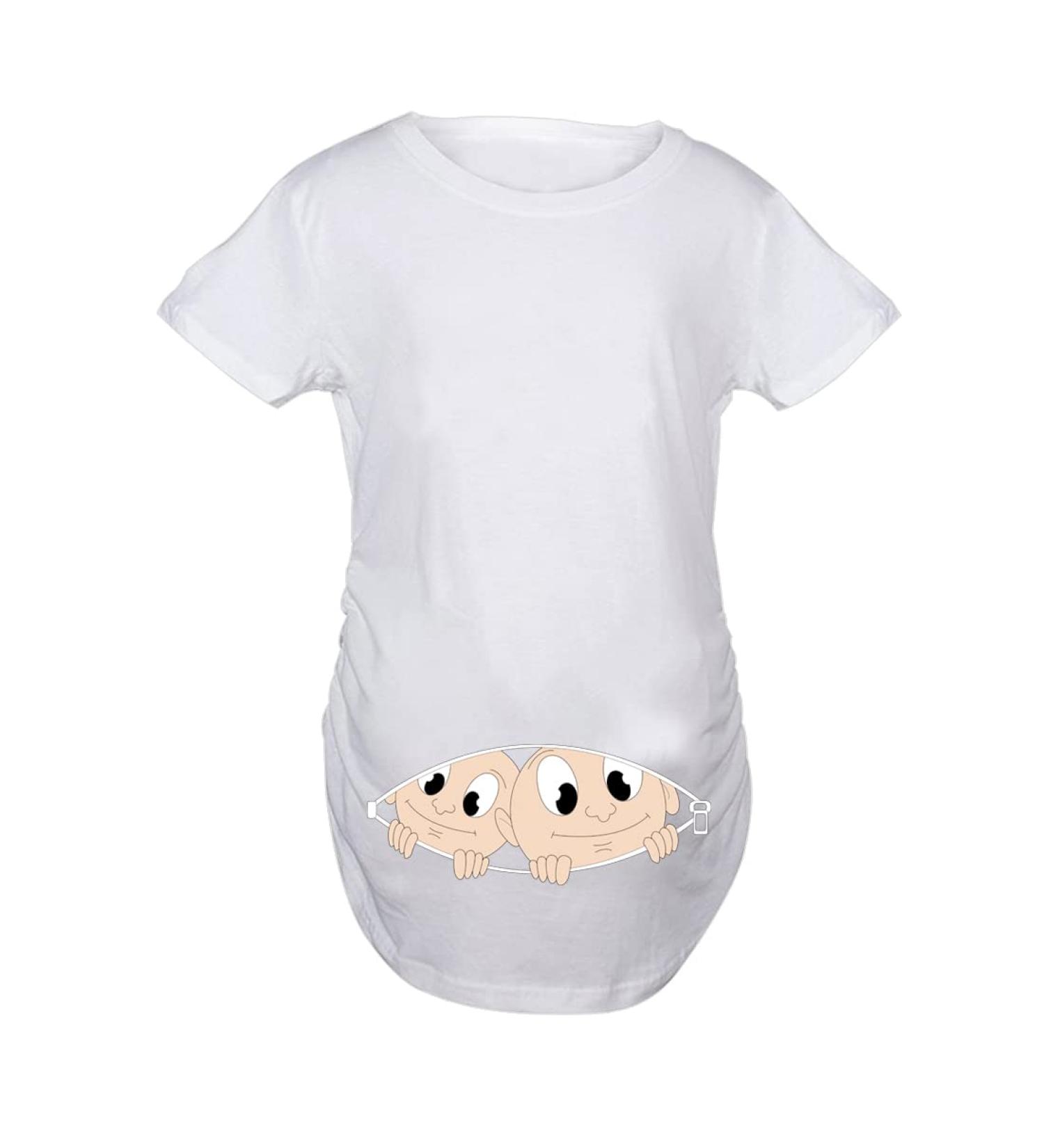 Maternity Funny Pregnancy Tee - Short Sleeve Cute Baby T-Shirt for Pregnant Women - Twin White L - Shop Now! - Buy Online on GoSupps.com