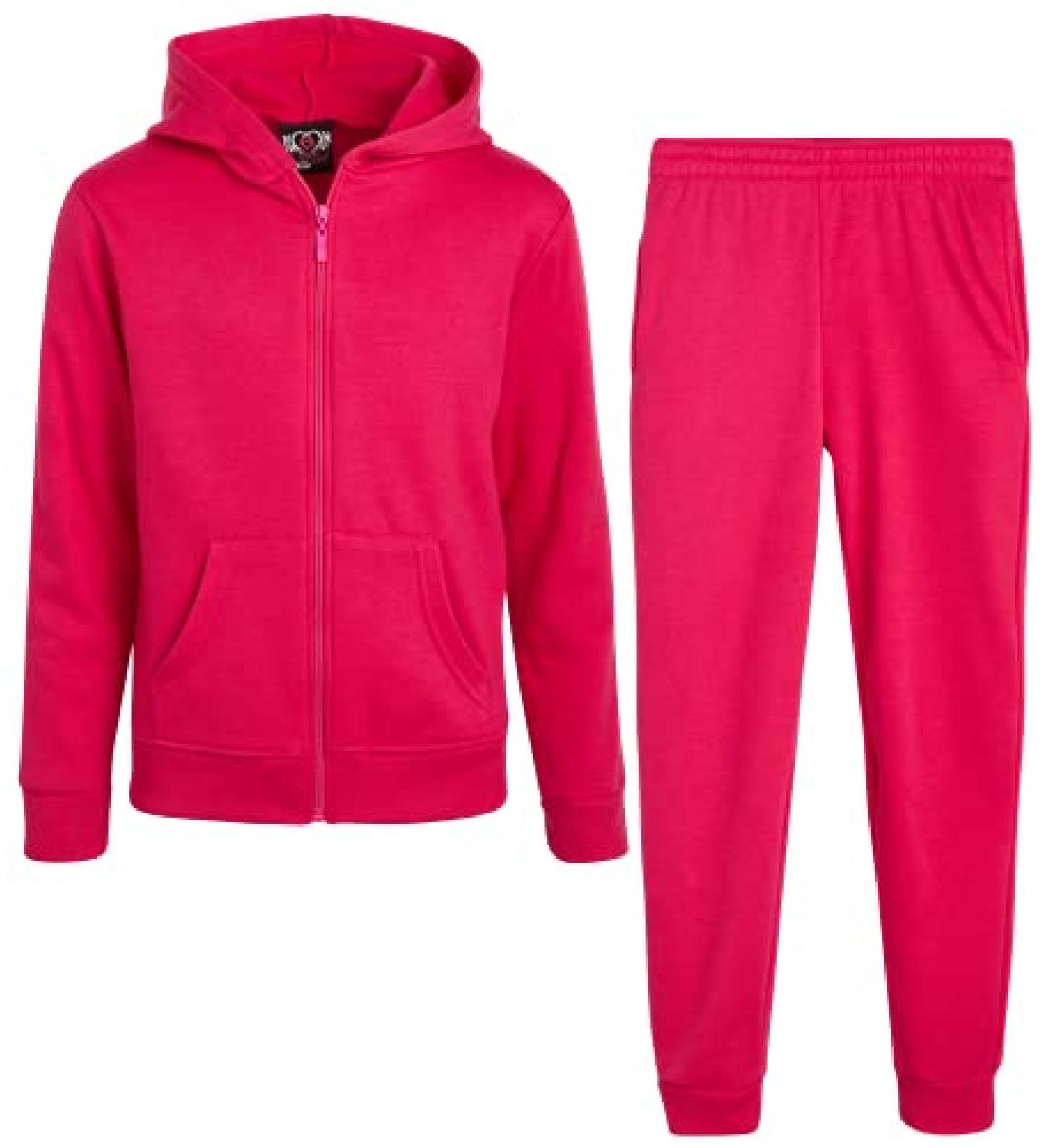Real Love Girls' Jogger Set - Hot Pink 2 Piece Fleece Hoodie & Sweatpants (Size 10-12) - Buy Online on GoSupps.com