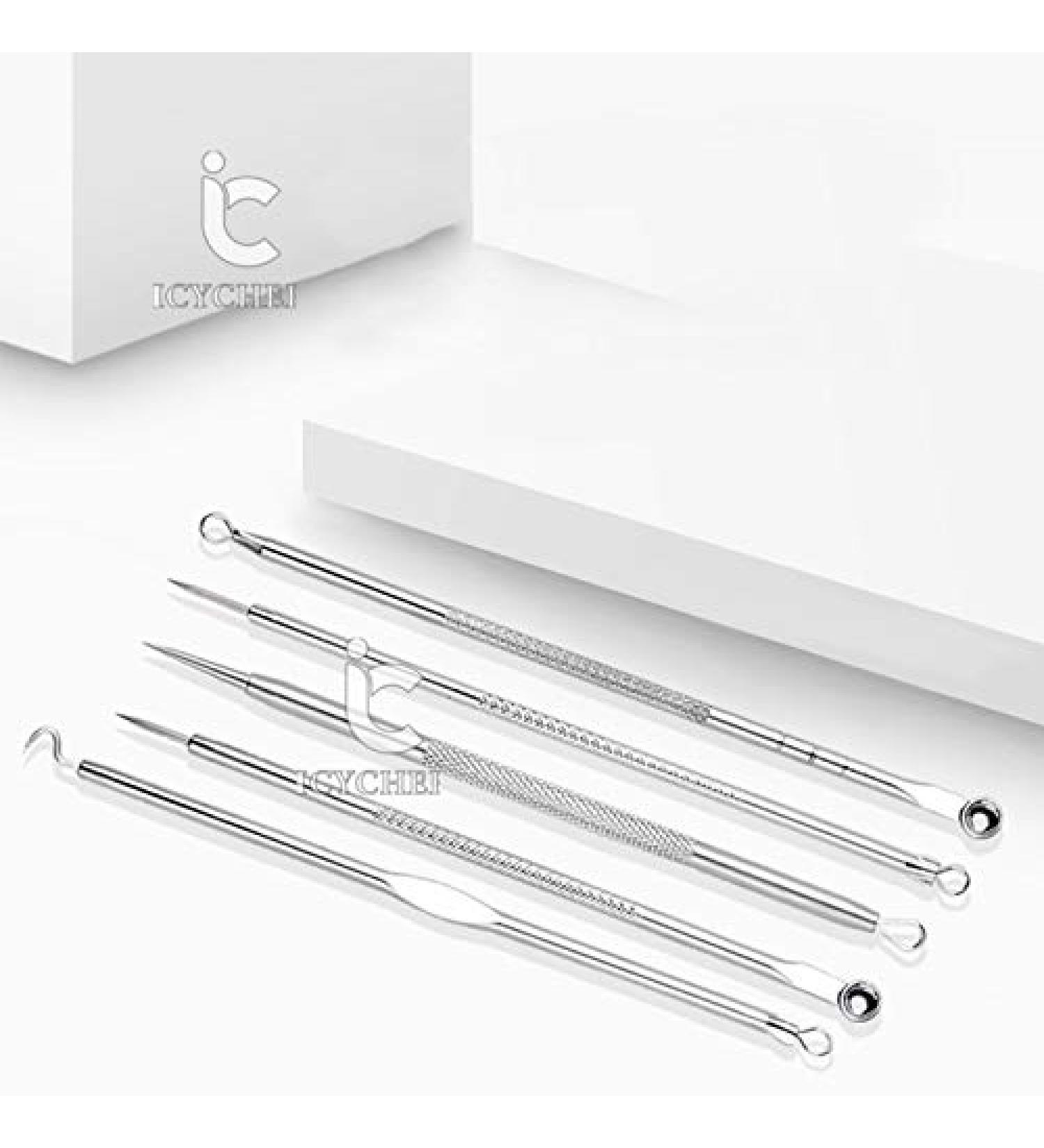 ICYCHEER Blackhead Remover Tool Set - 5pcs Stainless Steel Acne & Whitehead Removal Kit for Clear Skin - Buy Online on GoSupps.com