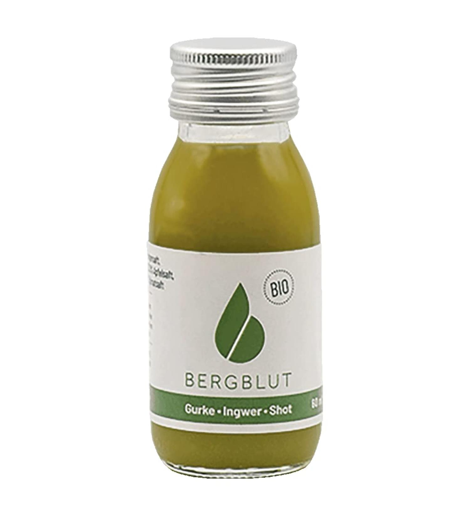 Bergblut Bergblut Bergshot - Organic Cucumber - Ginger - 1 pack (1 x 60 ml) - Fruit Juice - No artificial flavors or preservatives - On-the-go bottle with natural sweetness