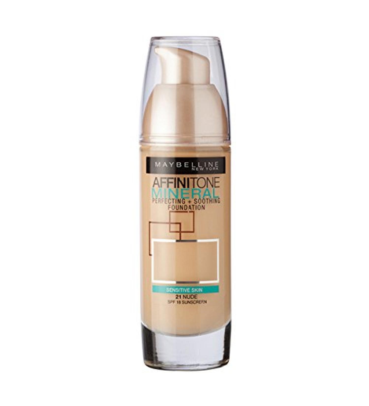 3 x Maybelline Affinitone Mineral Foundation SPF18 30ml - 021 Nude