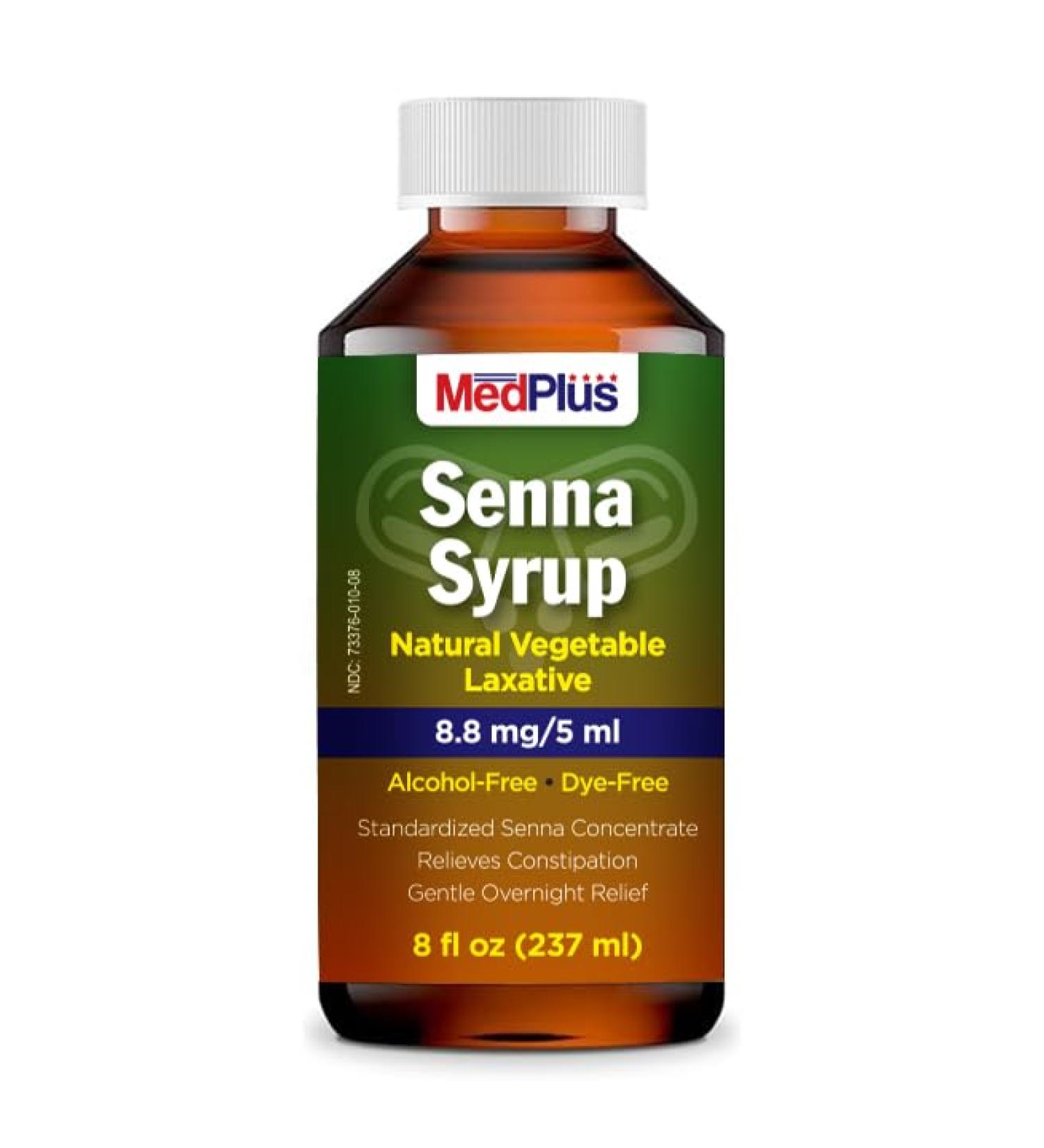 MedPlus Natural Vegetable Laxative - Senna Syrup 8.8mg/5ml - Constipation Relief - Chocolate Flavor - Compared to Senokot Syrup - Made in USA - Buy Online on GoSupps.com