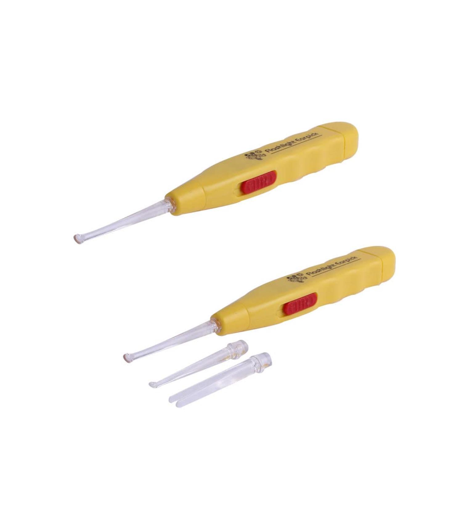 Qtqgoitem Ear Wax Remover Cleaner Flashlight Curette Spoon Earpick 2pcs Yellow - Model 383 - Buy Online on GoSupps.com