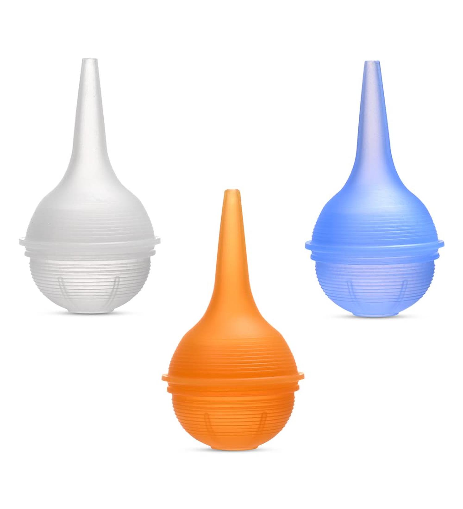 Food Grade Reusable Nasal Aspirator & Ear Syringe for Baby Toddlers & Adults - 3 Pack, Assorted Colors | Easy to Clean & Dishwasher Safe - Buy Online on GoSupps.com