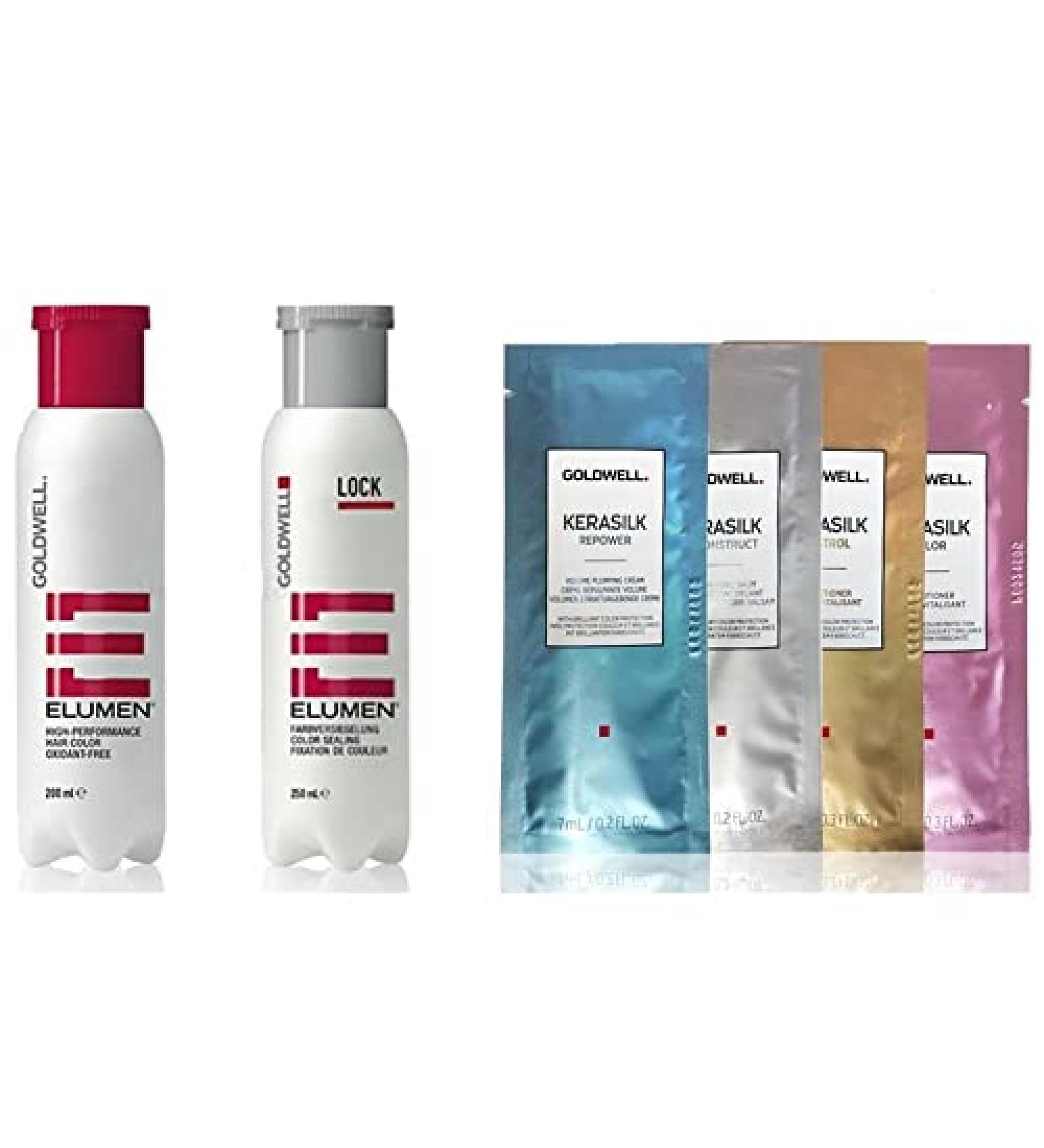 Goldwell Elumen Hair Color Tqall Turquoise 200ml + 250ml Lock Sealant + 4x Kerasilk Sachets/Samples