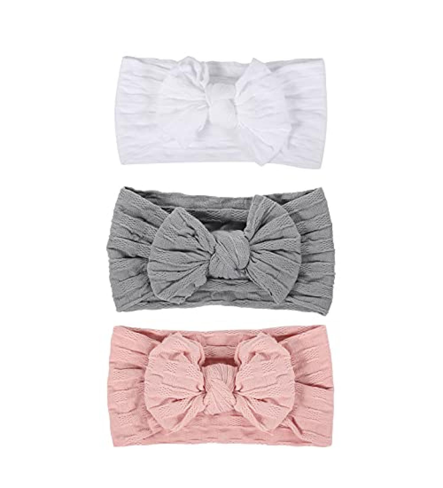 Makone Baby Headbands 3pcs Turban Headbands with Bow Knot 02 White - Buy Online on GoSupps.com