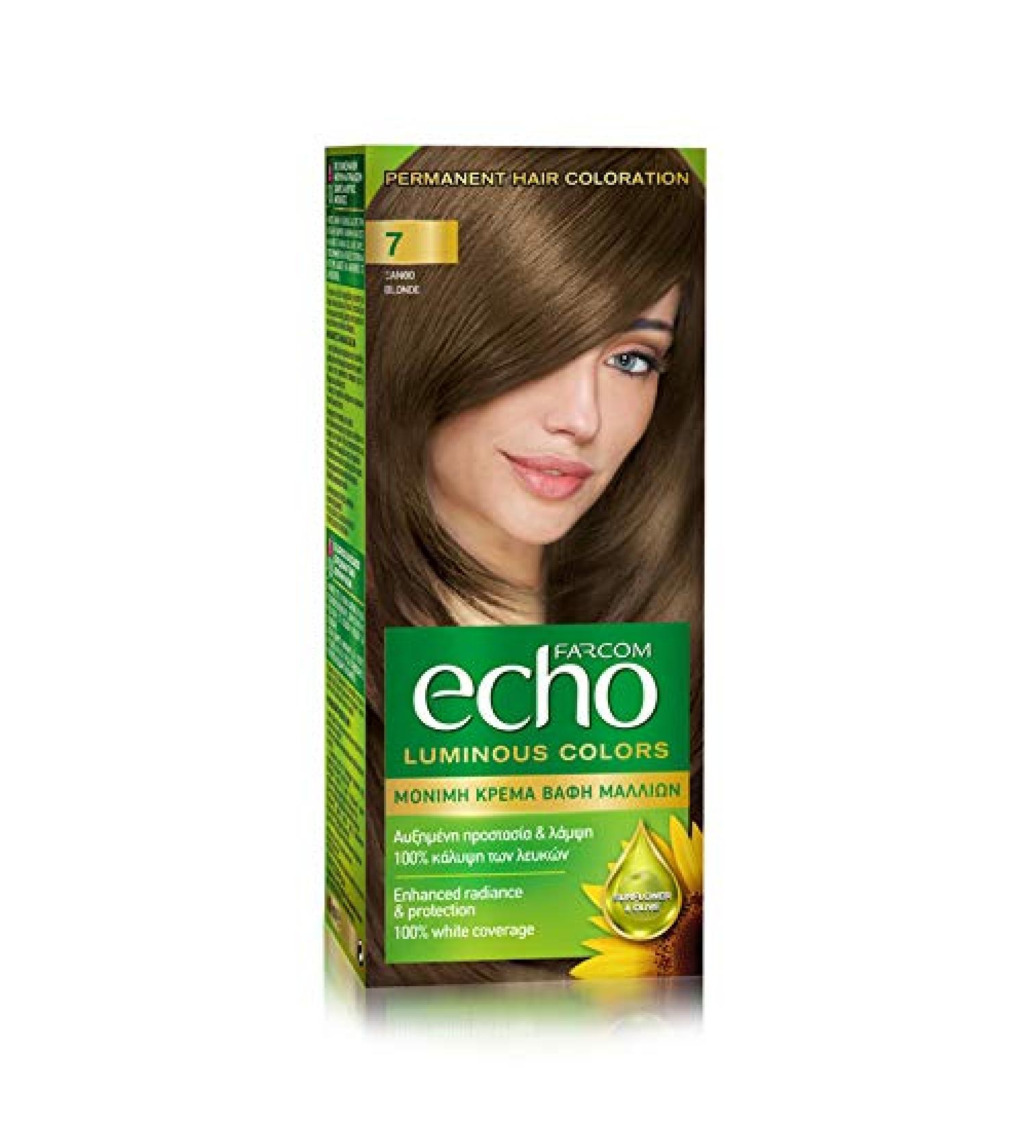 FARCOM Echo hair color with natural olive extract and vitamin C 60ml (7 blonde) - Buy Online on GoSupps.com