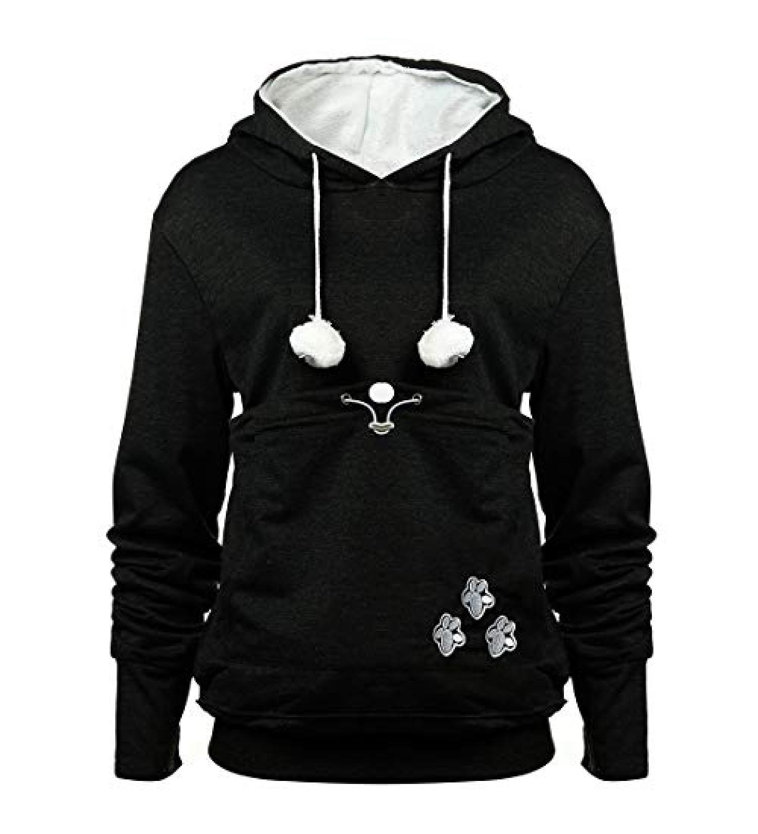 Jessie Long Sleeve Puppy Holder Sweatshirt | Pet Carrier Kangaroo Hoodie 4X-Large - Black - Buy Online on GoSupps.com