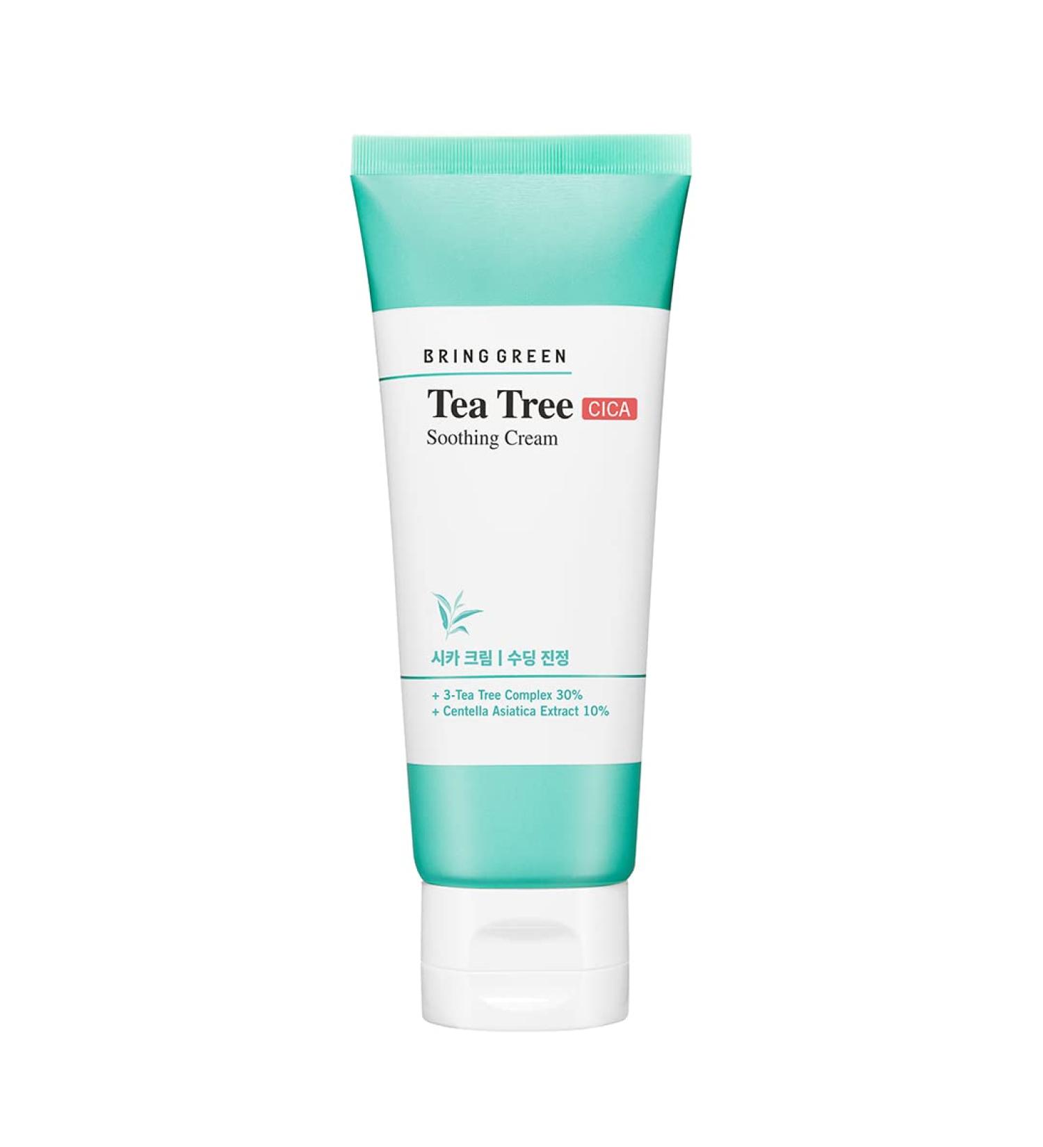 BRING GREEN Tea Tree Cica Soothing Cream 100ml - Korean Skin Care | Sensitive Skin Moisturizer, Acne Treatment, Redness Relief & Skin Repair Night Cream - Buy Online on GoSupps.com