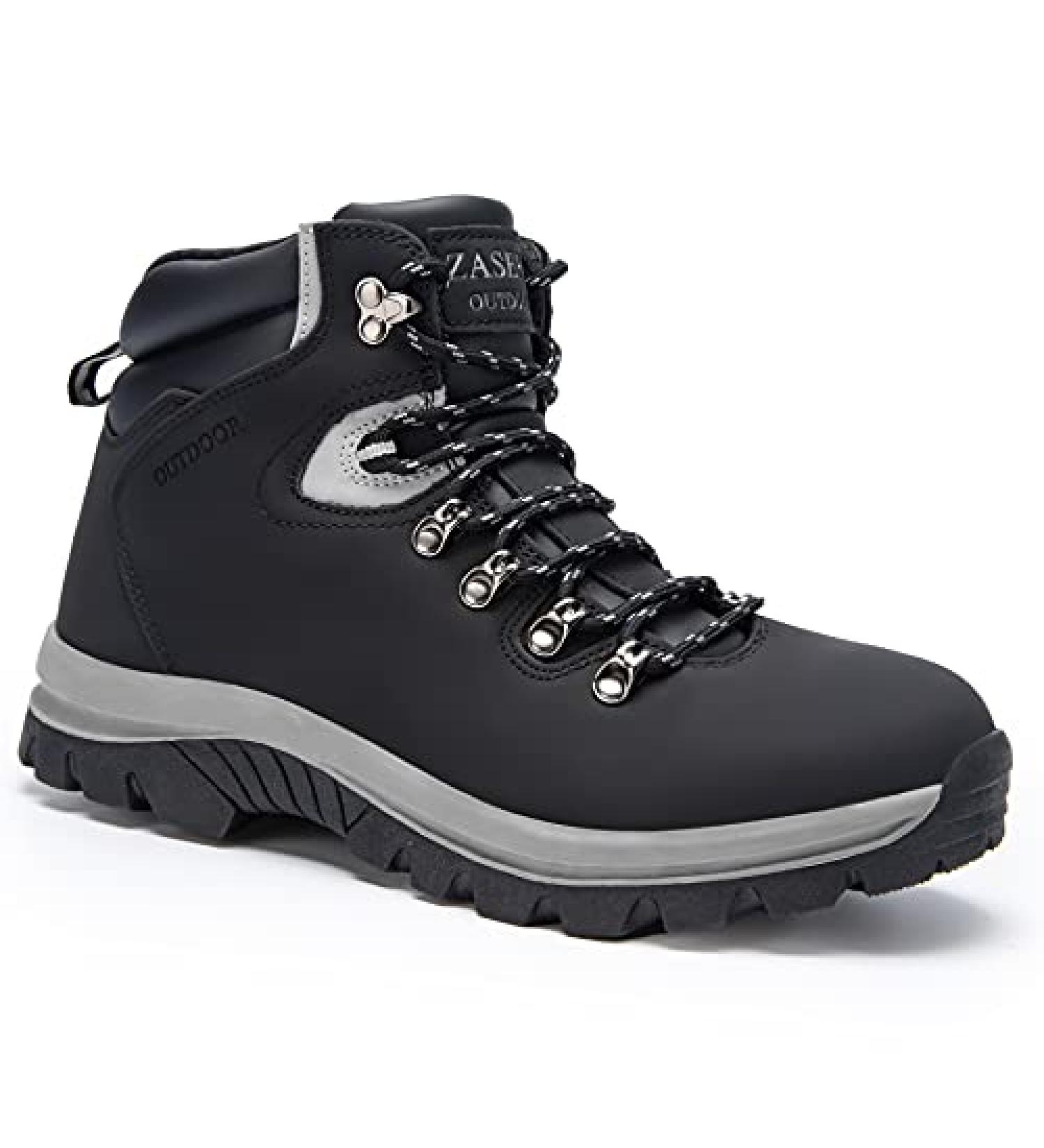 Men's Non-Slip Water Resistant Mid Top Hiking Boots - Lightweight & Durable Black Outdoor Shoes - Buy Online on GoSupps.com