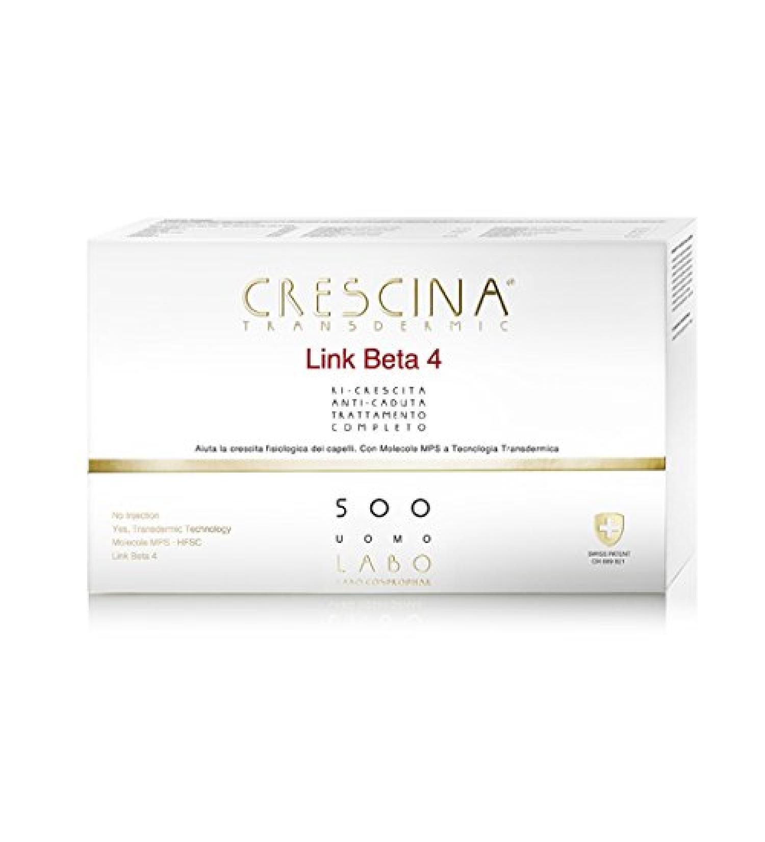 Labo Crescina Transdermic Link Beta 4 Complete Treatment Growth and Anti-Hair Loss 500 Men 20 + 20 Ampoules - New 2018