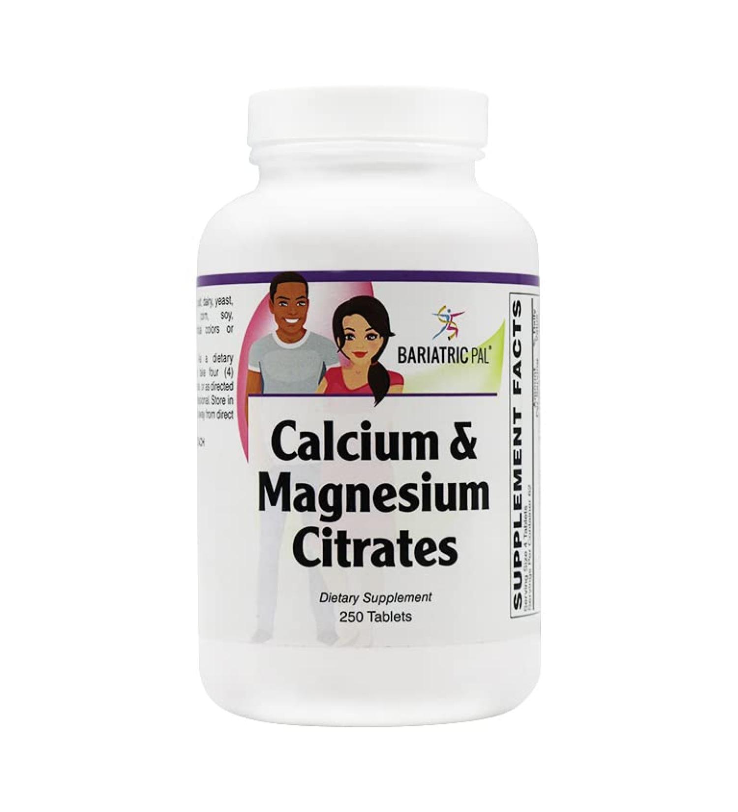 BariatricPal Calcium & Magnesium Citrates Tablets (250 Count) 250 Count (Pack of 1) - Buy Online on GoSupps.com