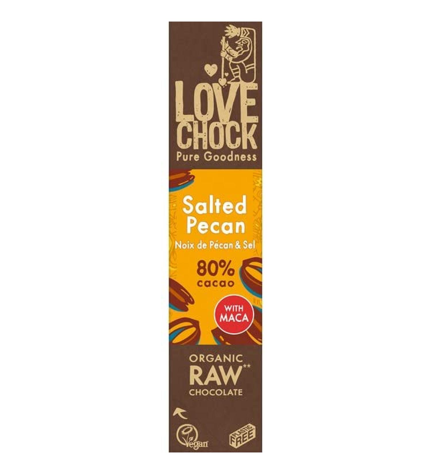 Lovechock - Raw dark chocolate bar 80% pecans and salt 40g - unit - Buy Online on GoSupps.com