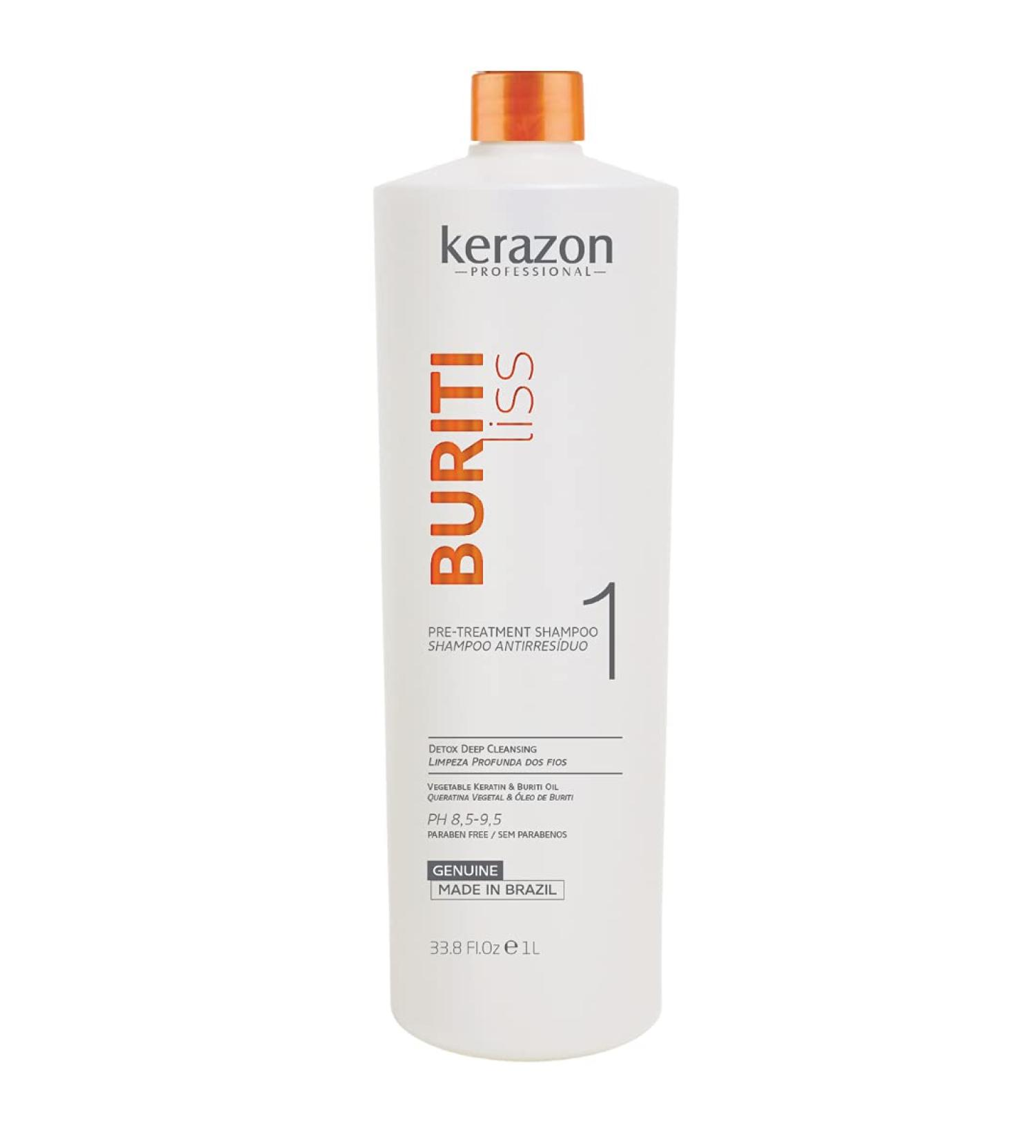 Brazilian Keratin Pre Treatment Shampoo Clarifying Anti-residue 33.8oz/1L Buriti Liss by KERAZON