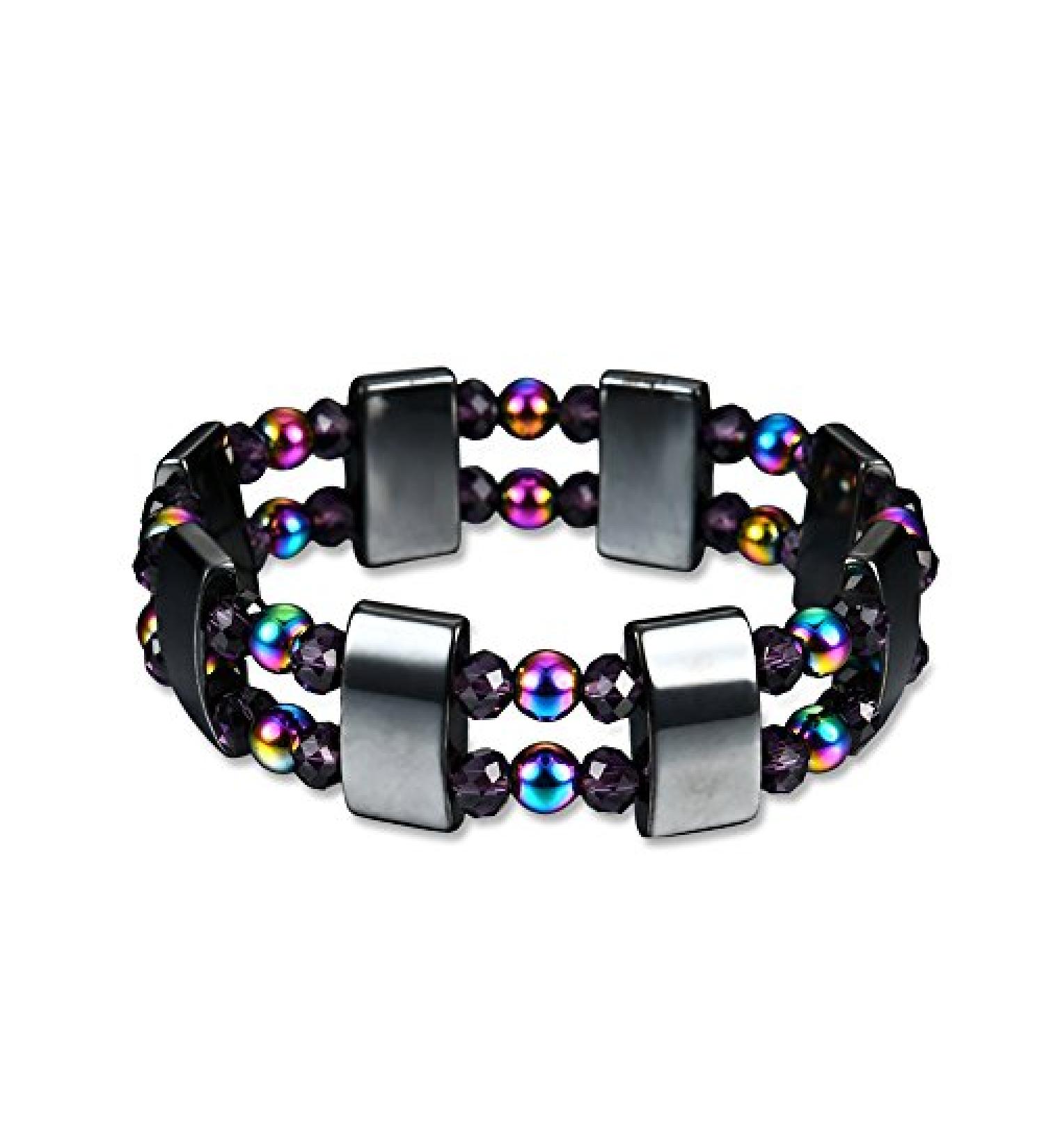 Dual Layers Magnetic Hematite Bracelet Health Care Bangle Wrap Multicolors Unisex Bracelet 55mm Diameter for Men Women - Buy Online on GoSupps.com