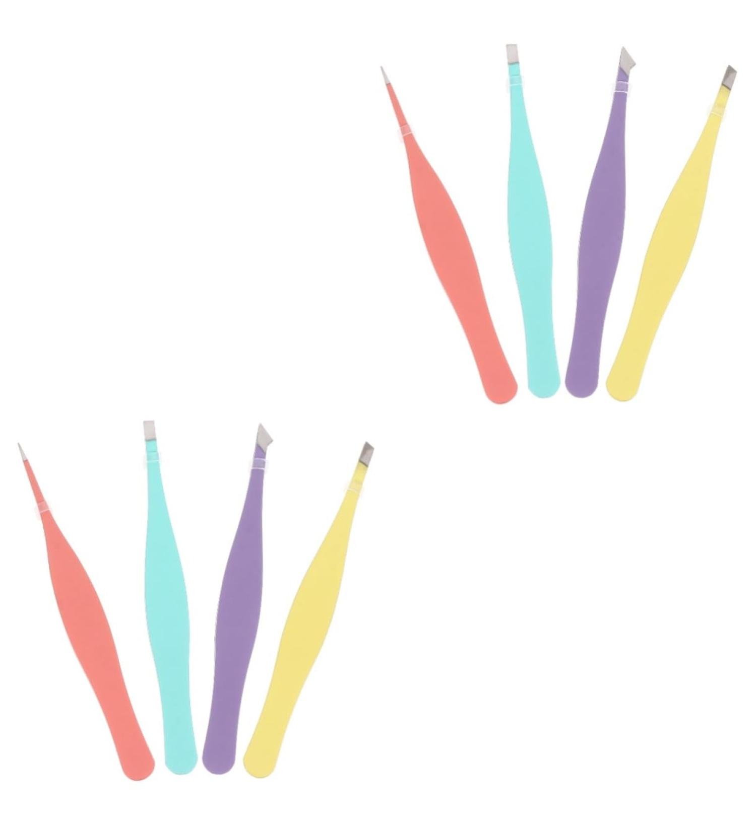 FRCOLOR 8-Piece Eyebrow Tweezer Set - Stainless Steel Makeup & Eyelash Tweezers for Extensions & Crafts - Perfect Hair Removal Kit - Buy Online on GoSupps.com