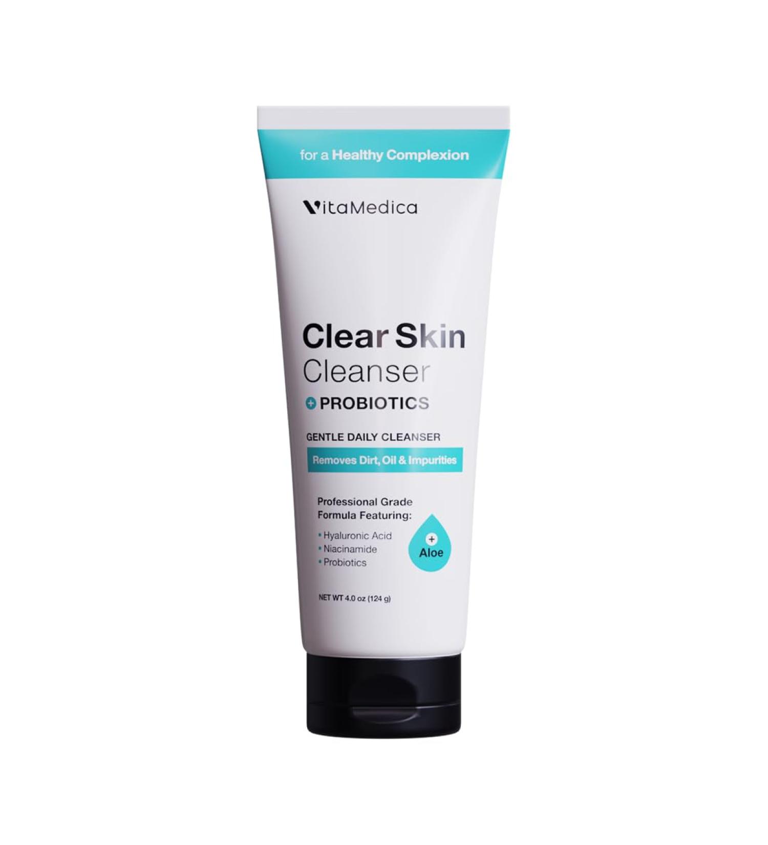 VitaMedica Clear Skin Probiotic Cleanser | Hydrating Gel Face Wash with Hyaluronic Acid & Niacinamide | International Shipping Available - Buy Online on GoSupps.com