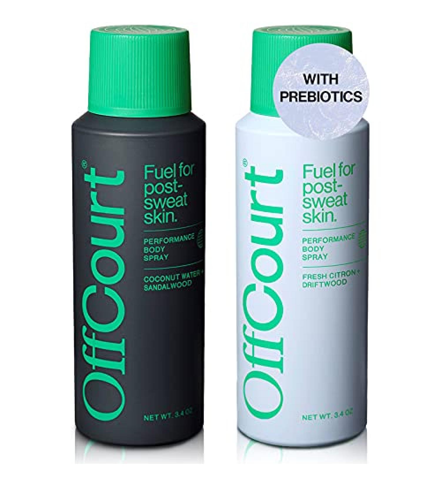 OffCourt Natural Body Spray Bundle - Prebiotic Deodorizing Men's and Women's Body Spray - Aluminum-Free Deodorant - Citrus and Sandalwood Scent - 3.4 oz (Pack of 2) - Buy Online on GoSupps.com