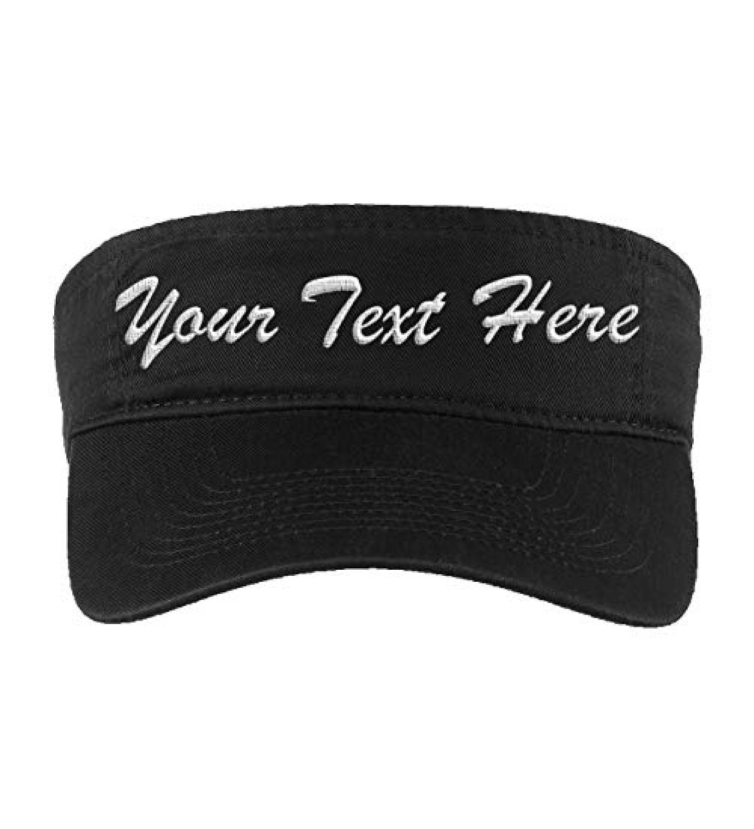 Personalized Custom Embroidered Unisex Sports Visor - Add Your Text - Adjustable Fit Sun Cap in Black - Buy Online on GoSupps.com