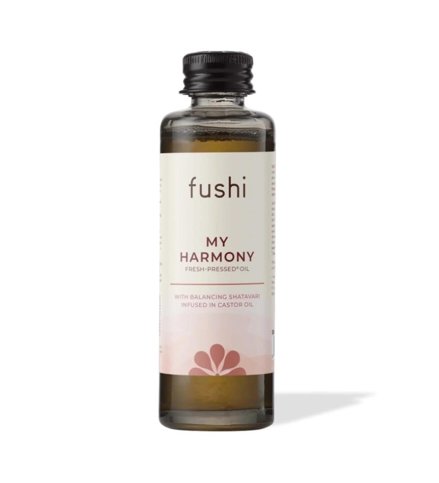 Fushi My Harmony Oil 50ml - Herbal Infusion for Women's Balance & Wellness - Shatavari & Castor Oil for Bloating Cramp Relief Menopause Soothing Discomfort - Buy Online on GoSupps.com