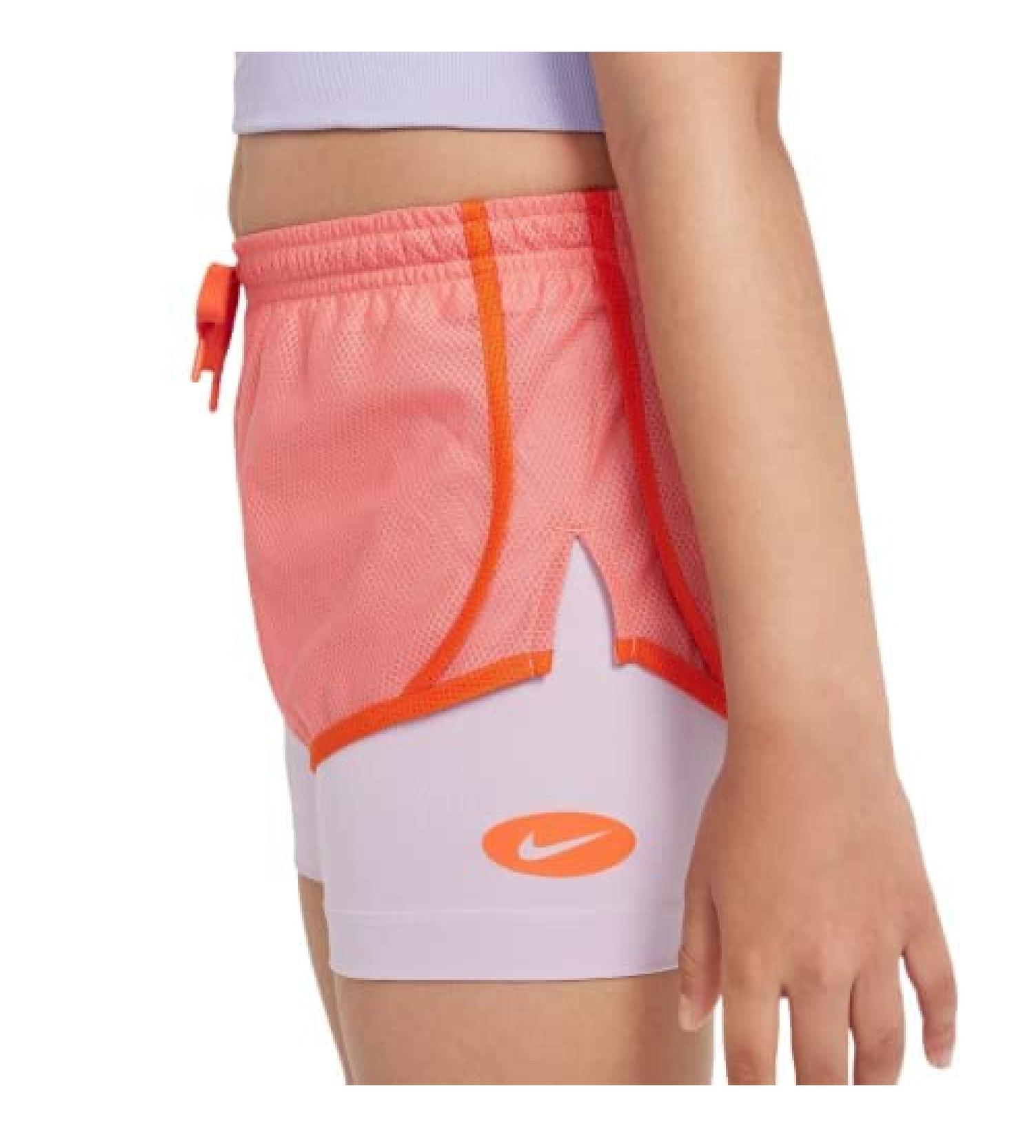 Nike Girls' Dri-FIT Tempo 2-in-1 Training Shorts (Pink Salt) Large